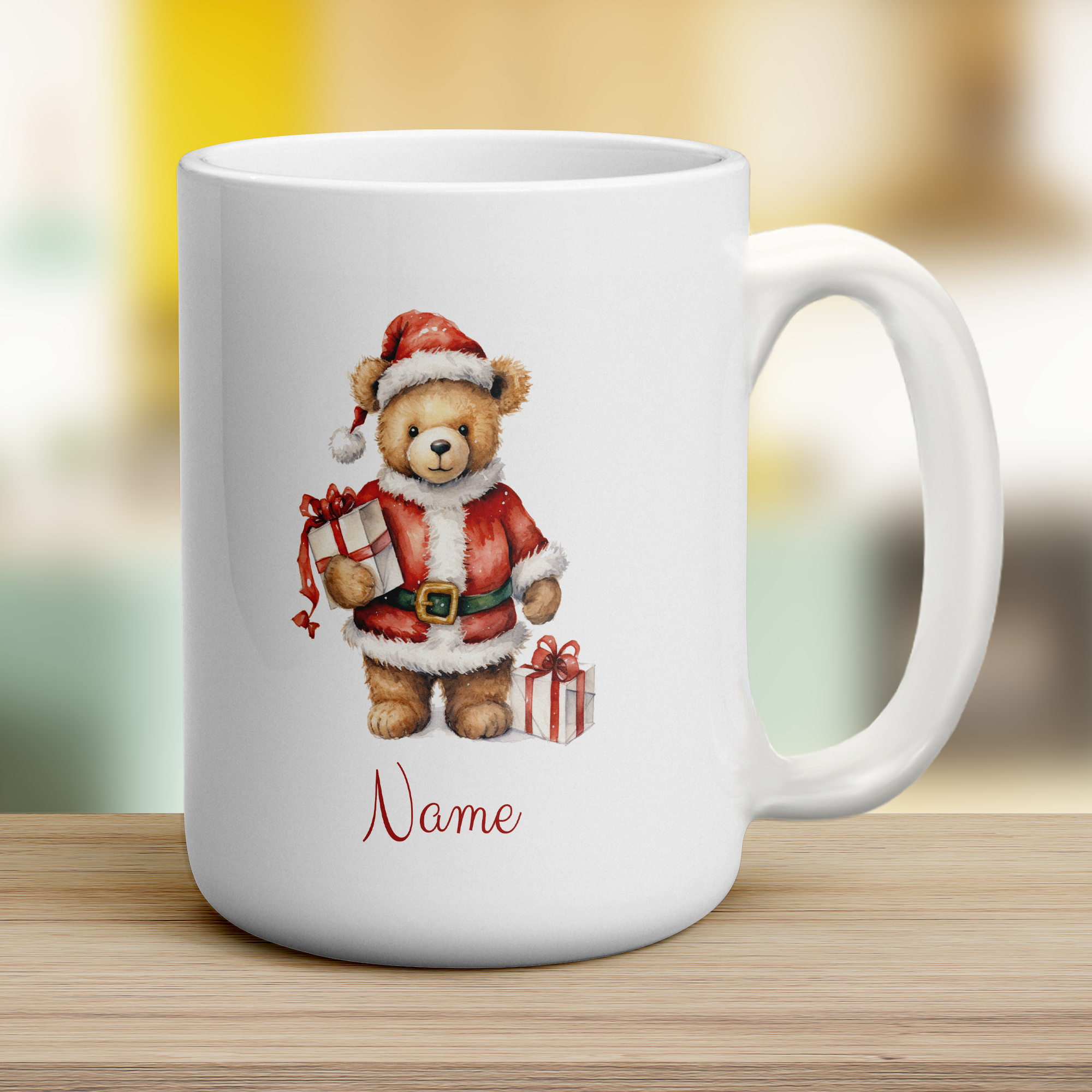 Christmas Teddy Bear Name Mug