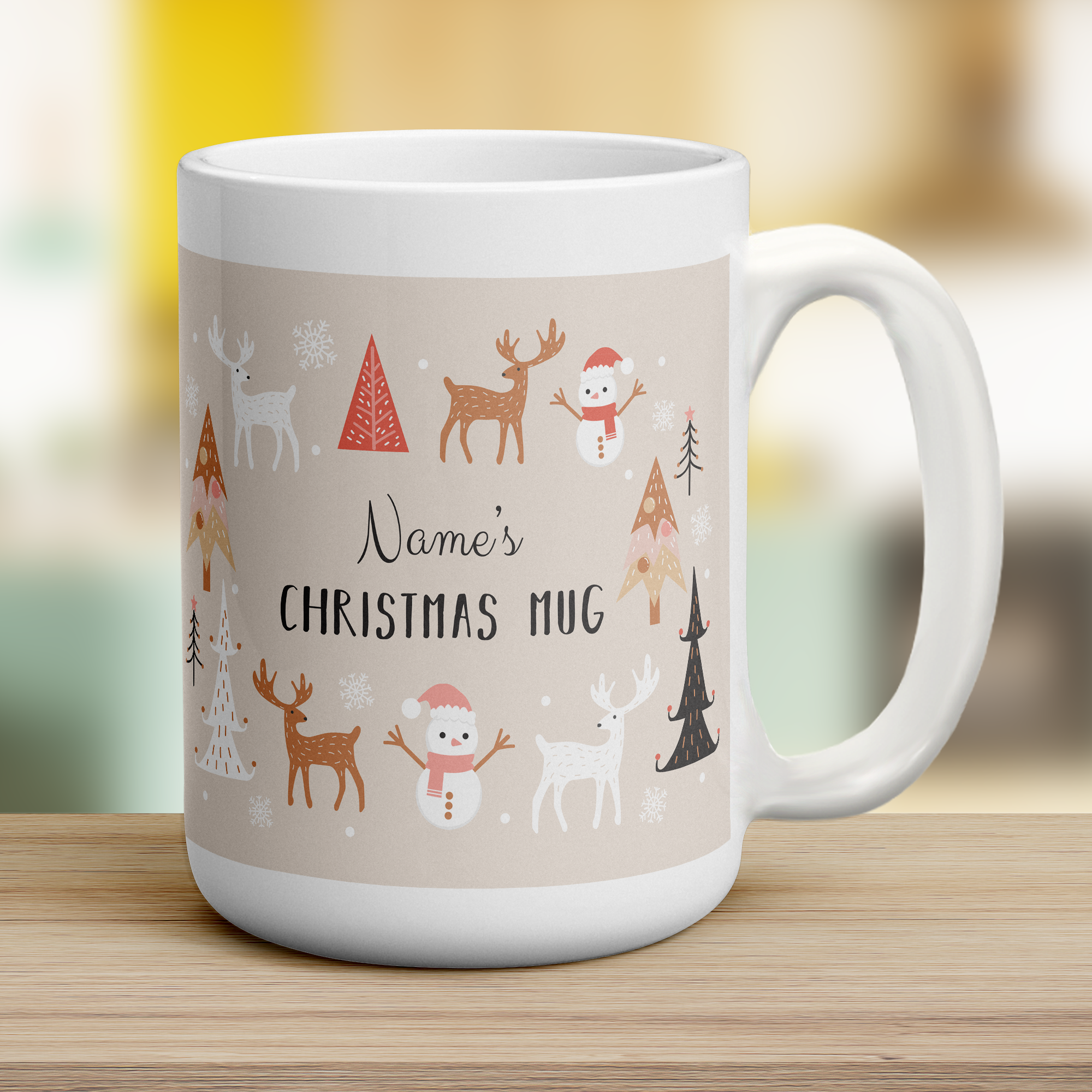 Neutral Christmas Theme Name Mug