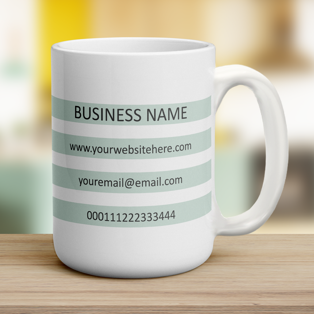 Promotional Mug with Details in Stripes - Jumbo 440ml (15oz) / White