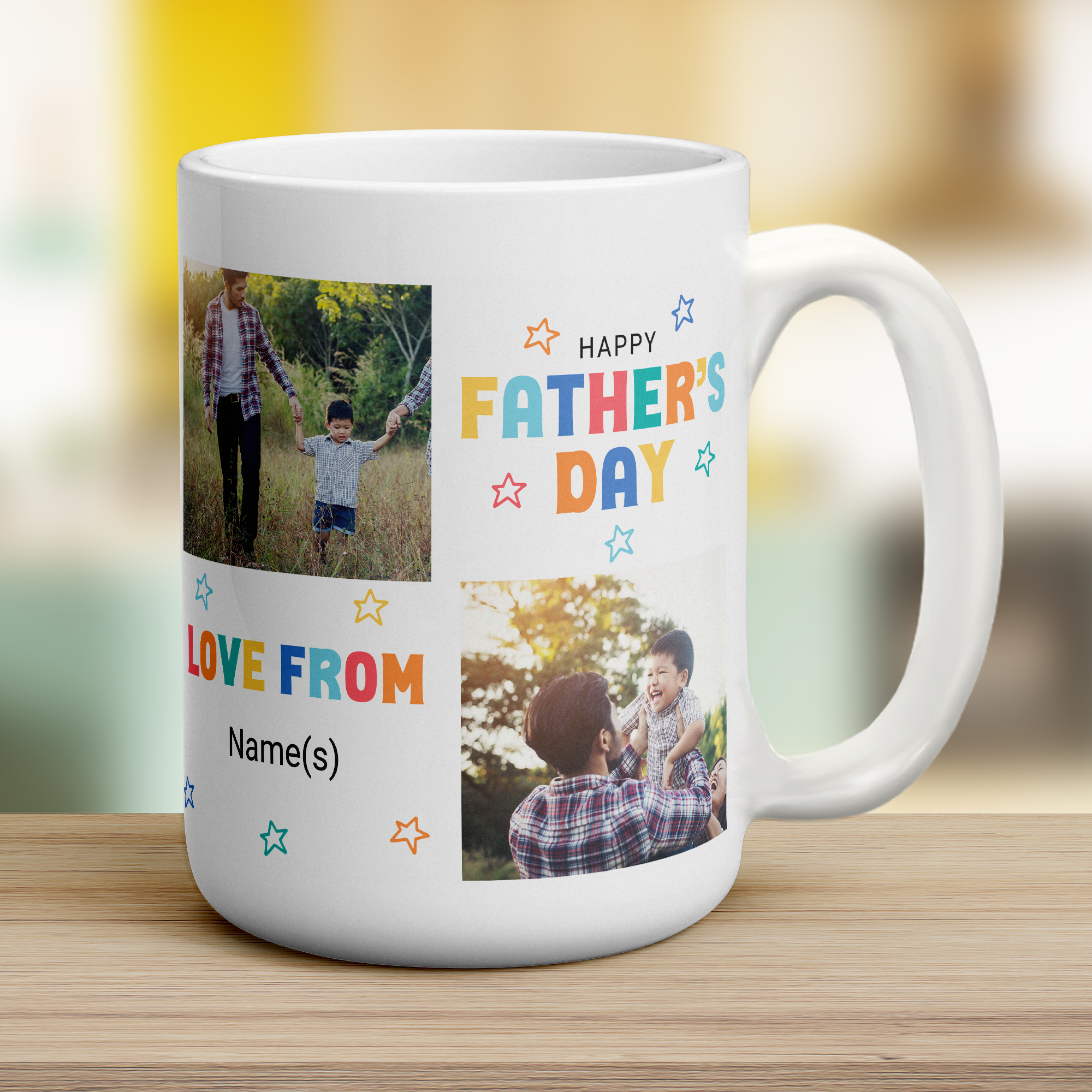 Colourful Happy Father's Day Photo and Text Mug