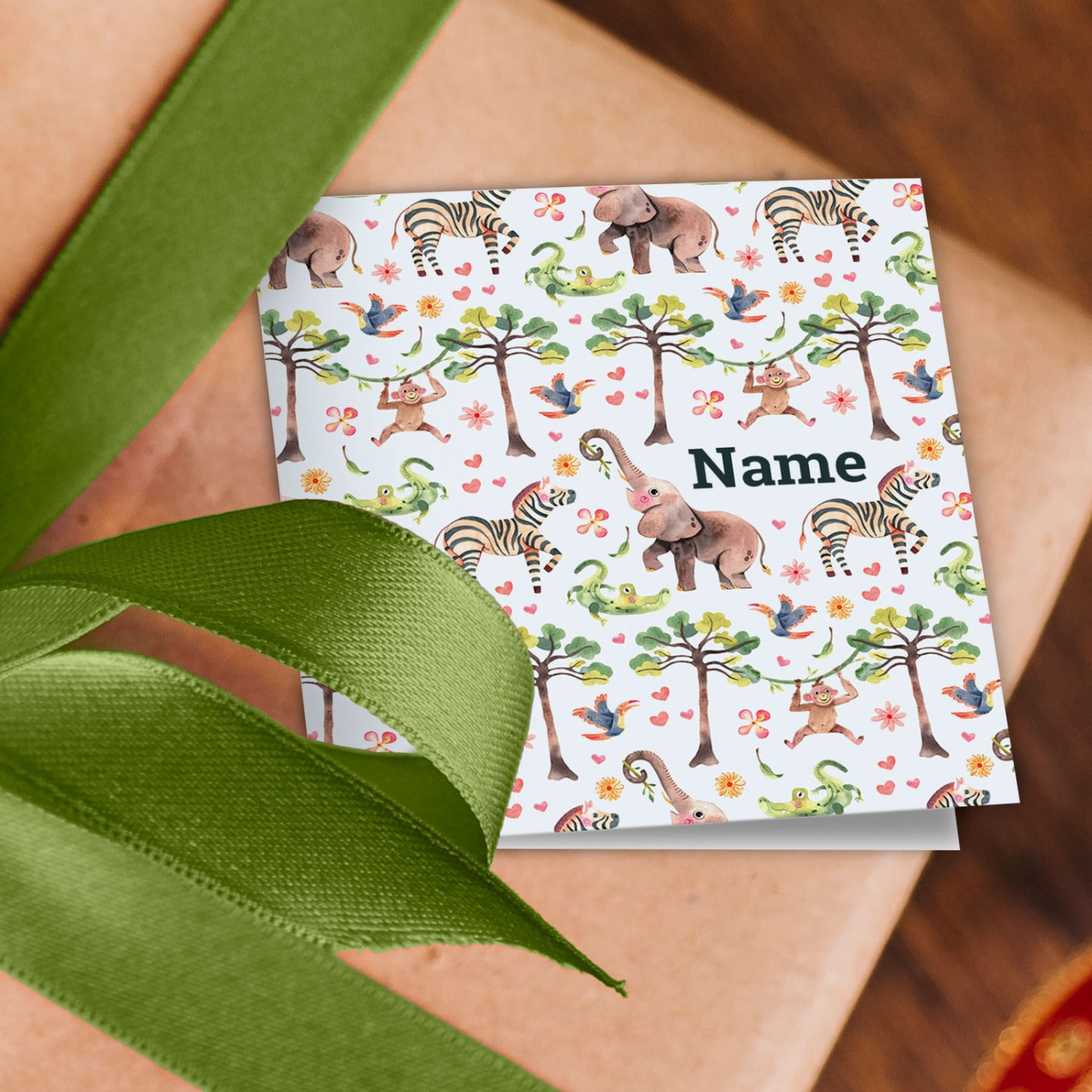 Jungle Animals Name Wrapping Paper