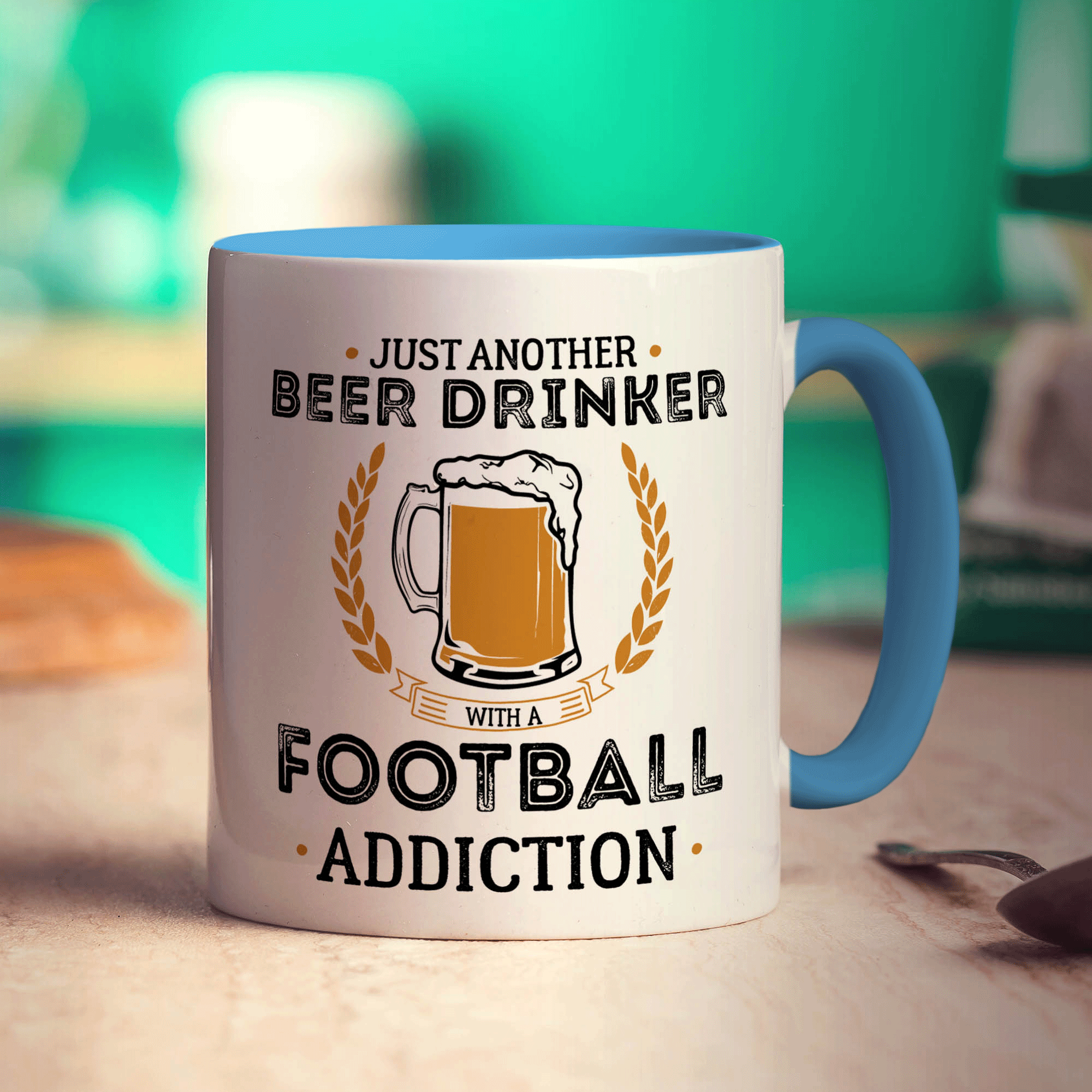 Just Another Beer Drinker With a Football Addiction Mug - Standard 330ml (11oz) / Blue