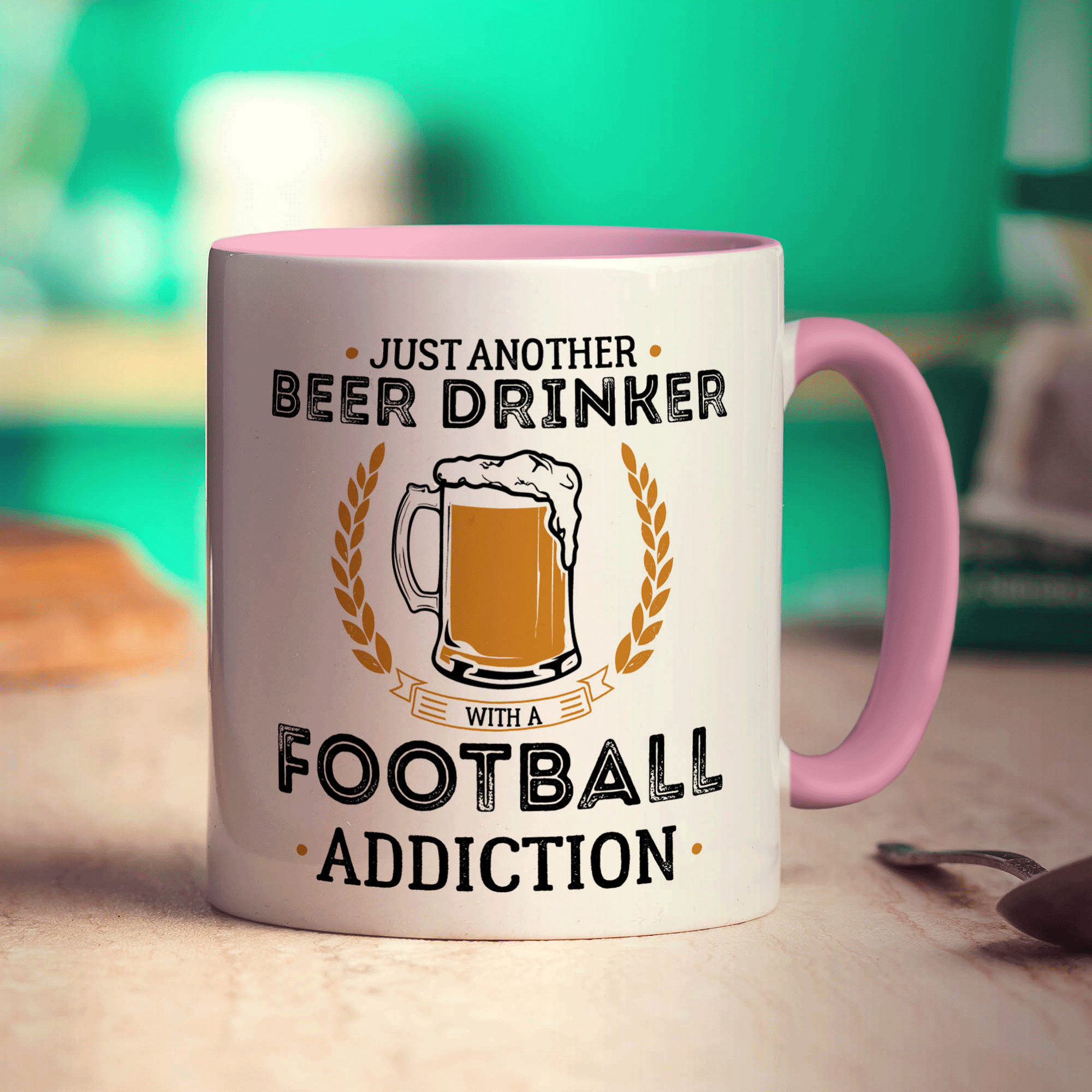 Just Another Beer Drinker With a Football Addiction Mug - Standard 330ml (11oz) / Pink
