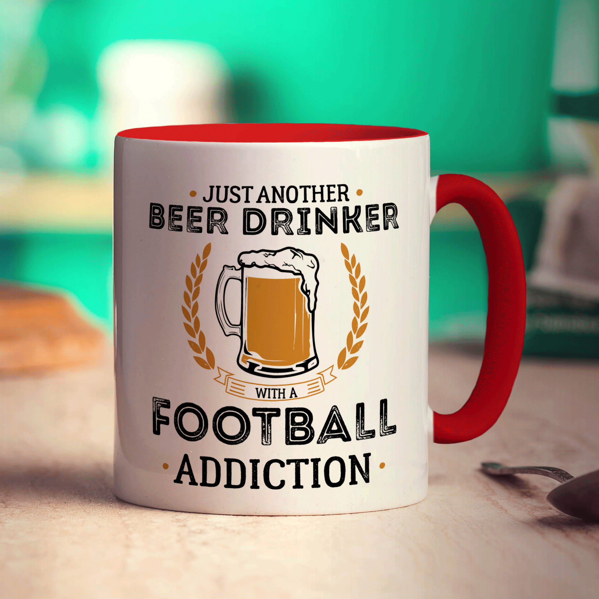 Just Another Beer Drinker With a Football Addiction Mug - Standard 330ml (11oz) / Red