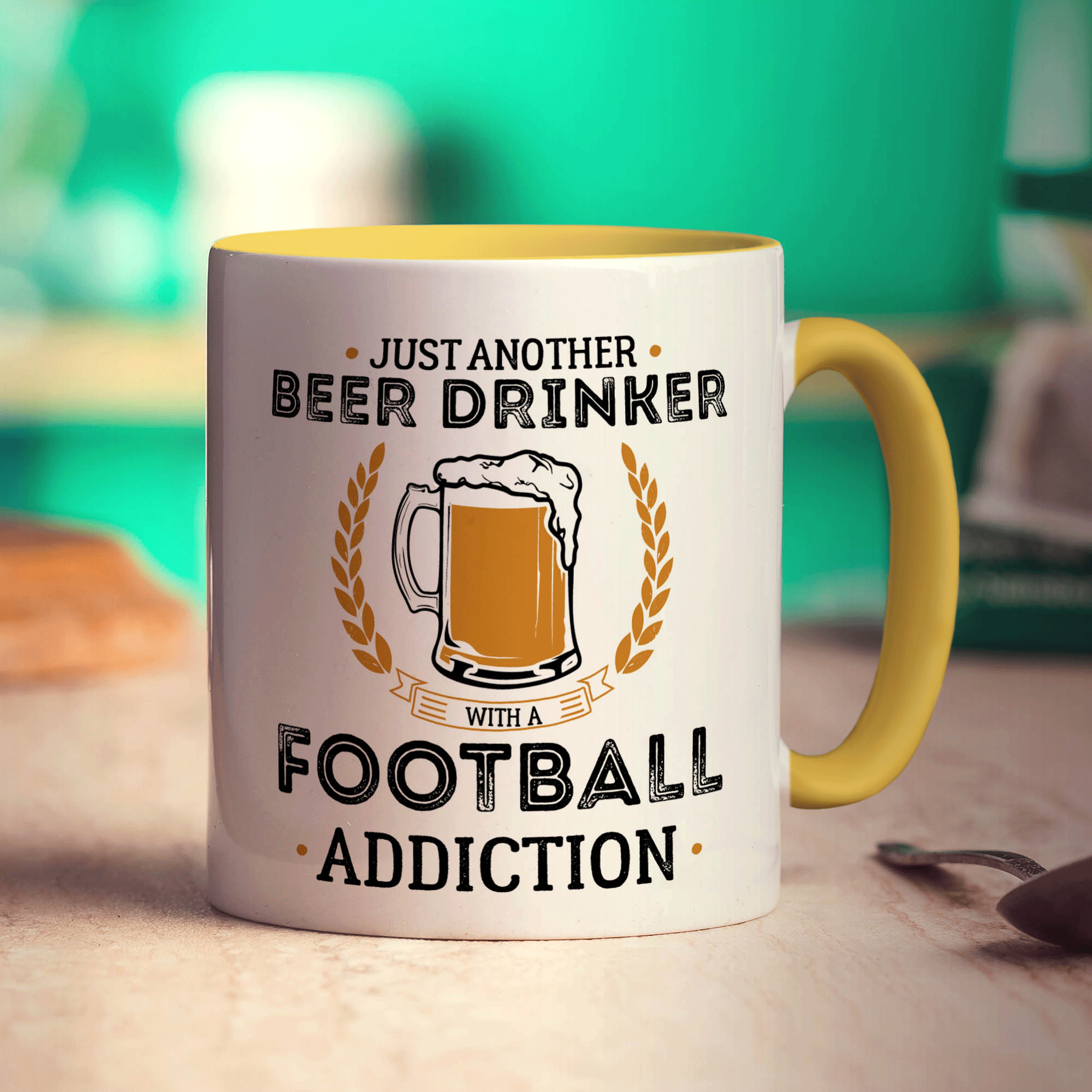 Just Another Beer Drinker With a Football Addiction Mug - Standard 330ml (11oz) / Yellow