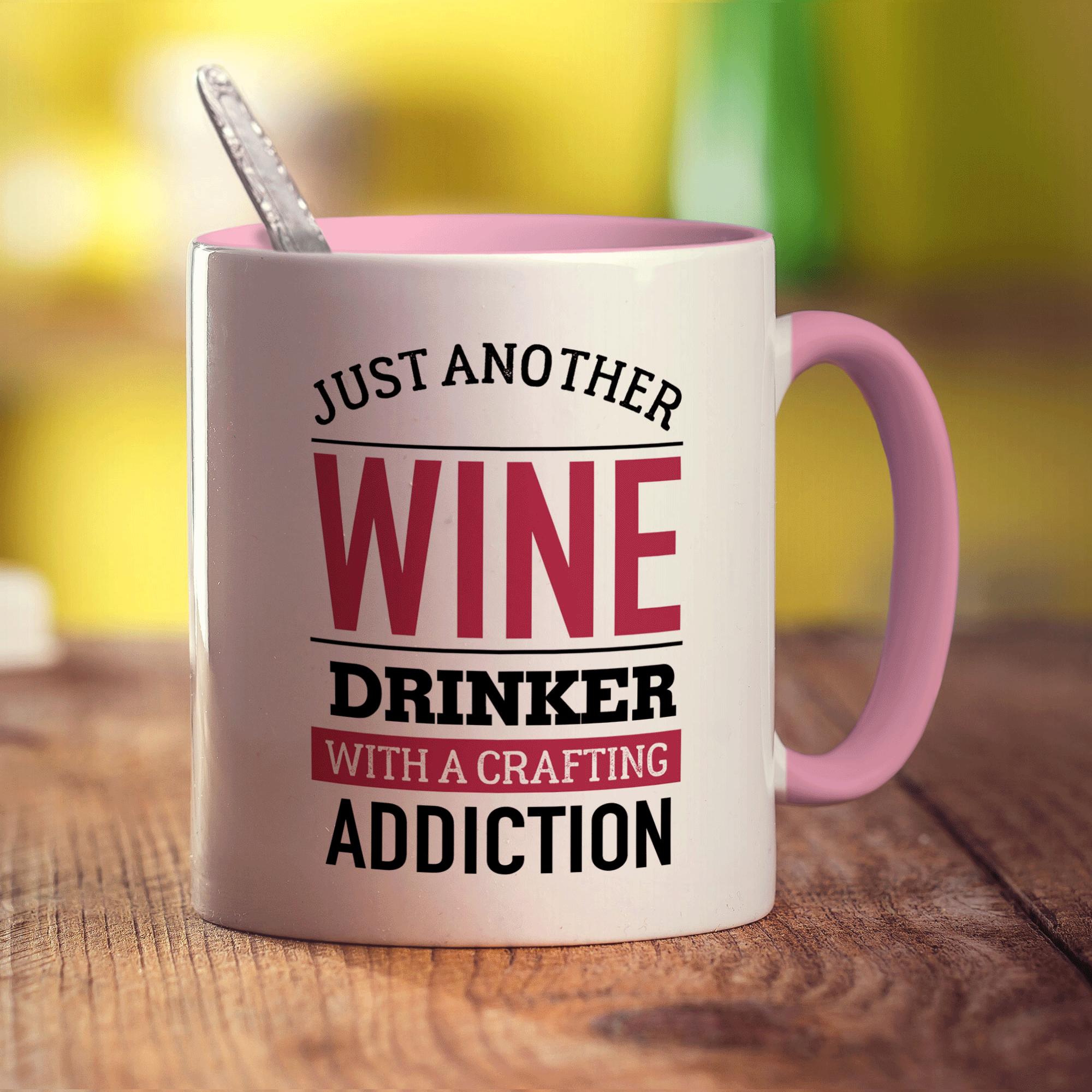 Just Another Wine Drinker with a Crafting Addiction Mug - Standard 330ml (11oz) / Pink