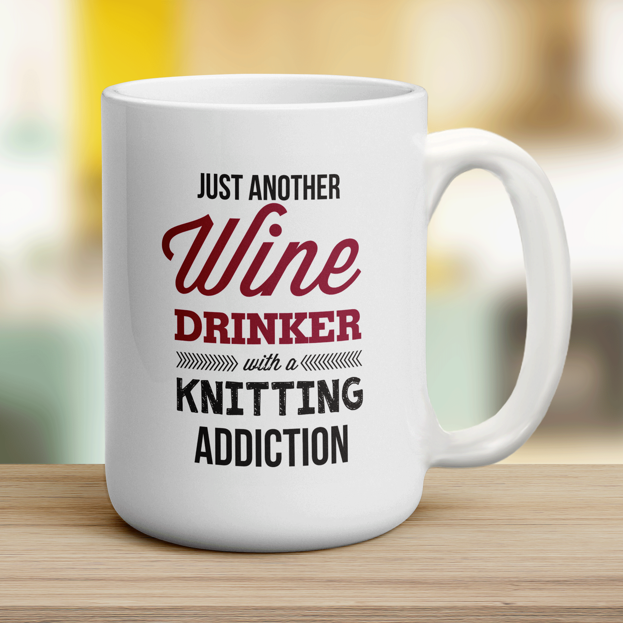 Just Another Wine Drinker with a Knitting Addiction Mug - Jumbo 440ml (15oz) / White