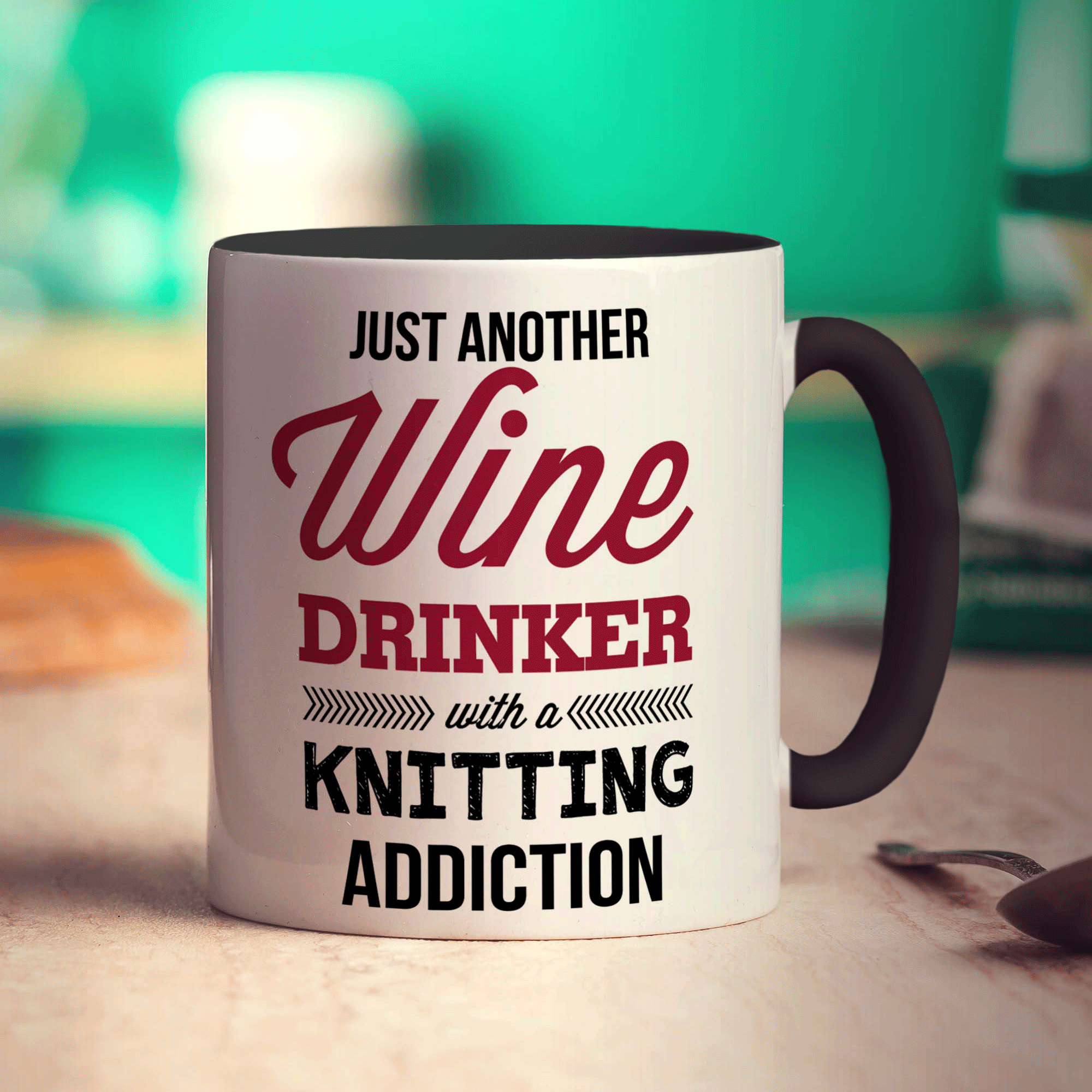 Just Another Wine Drinker with a Knitting Addiction Mug - Standard 330ml (11oz) / Black