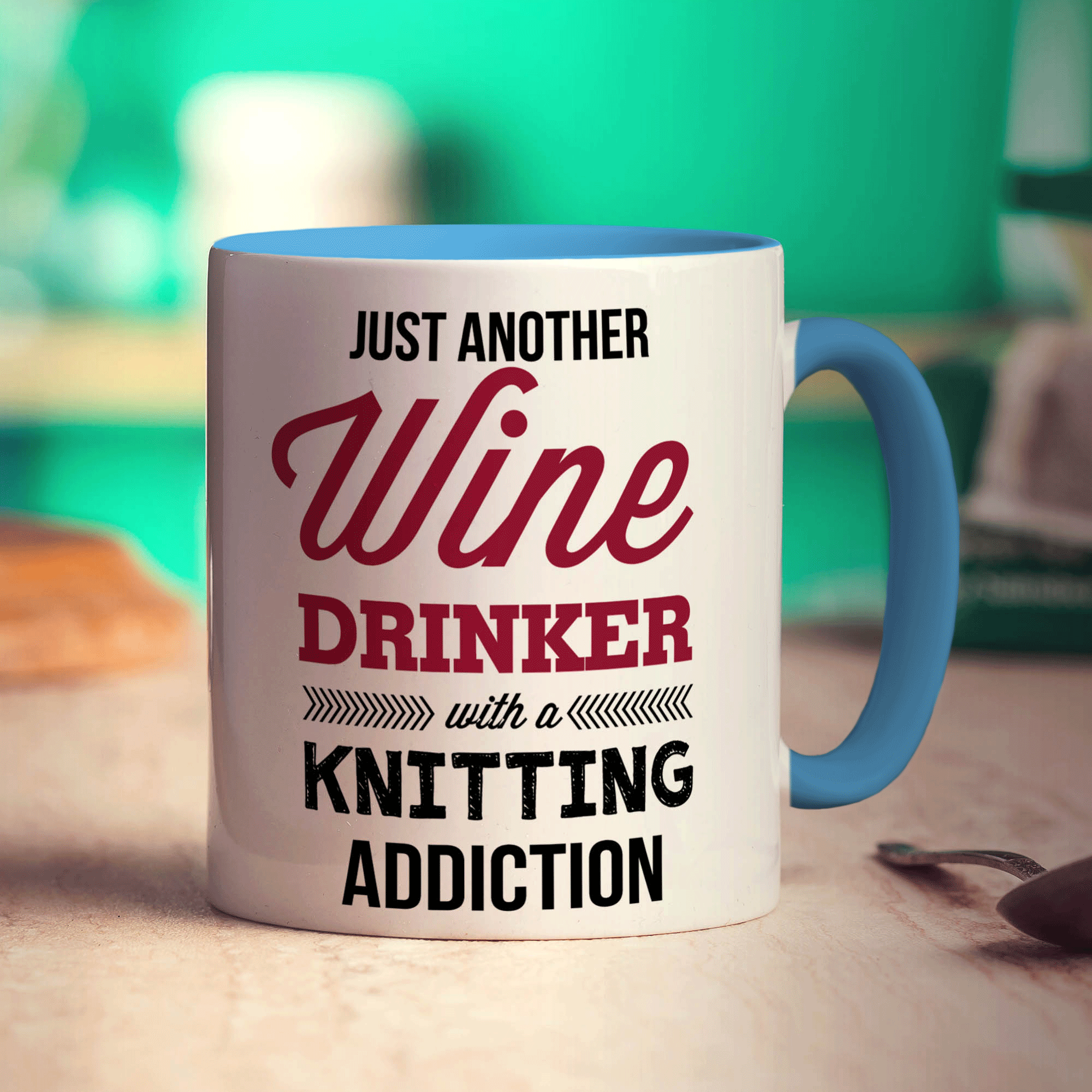 Just Another Wine Drinker with a Knitting Addiction Mug - Standard 330ml (11oz) / Blue
