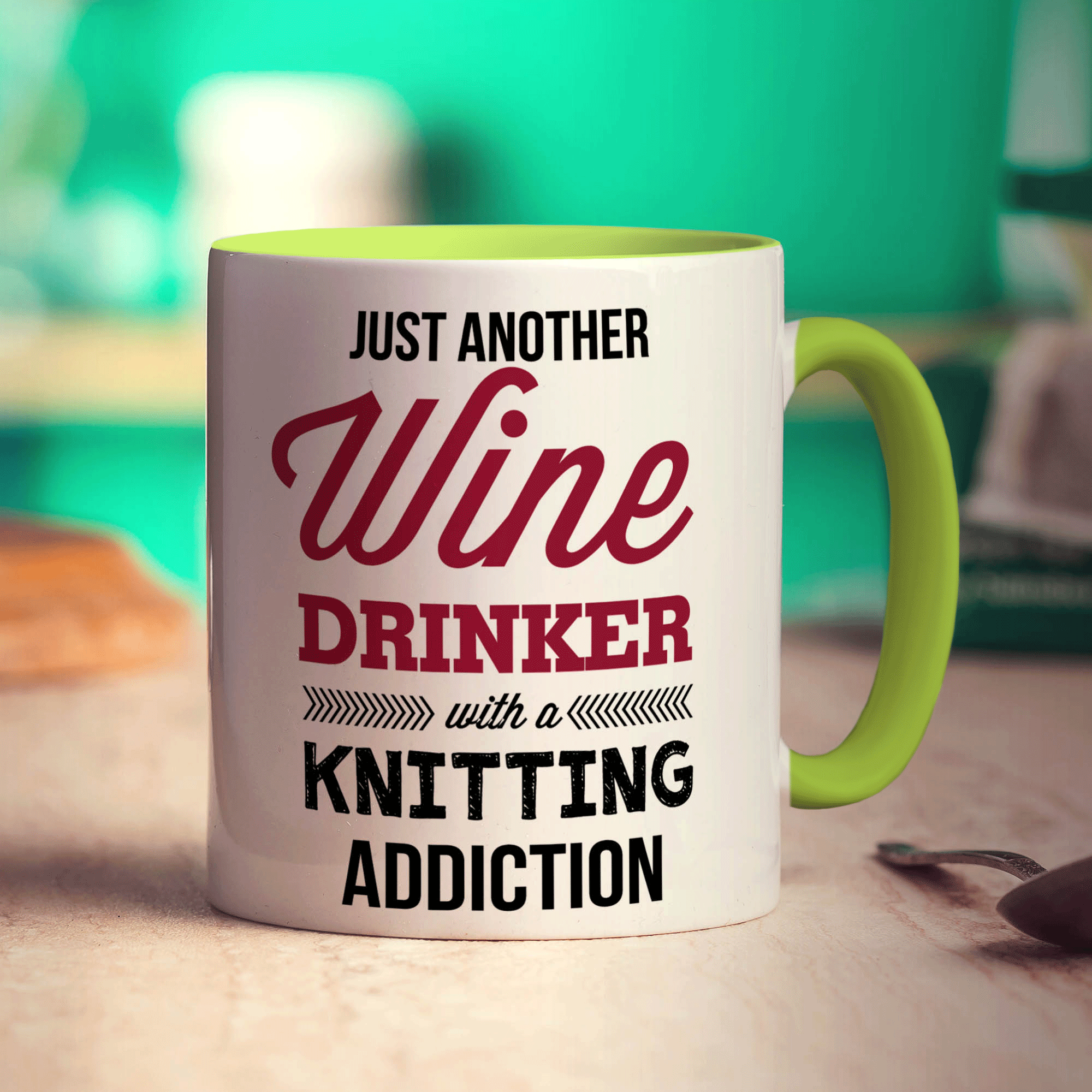 Just Another Wine Drinker with a Knitting Addiction Mug - Standard 330ml (11oz) / Green