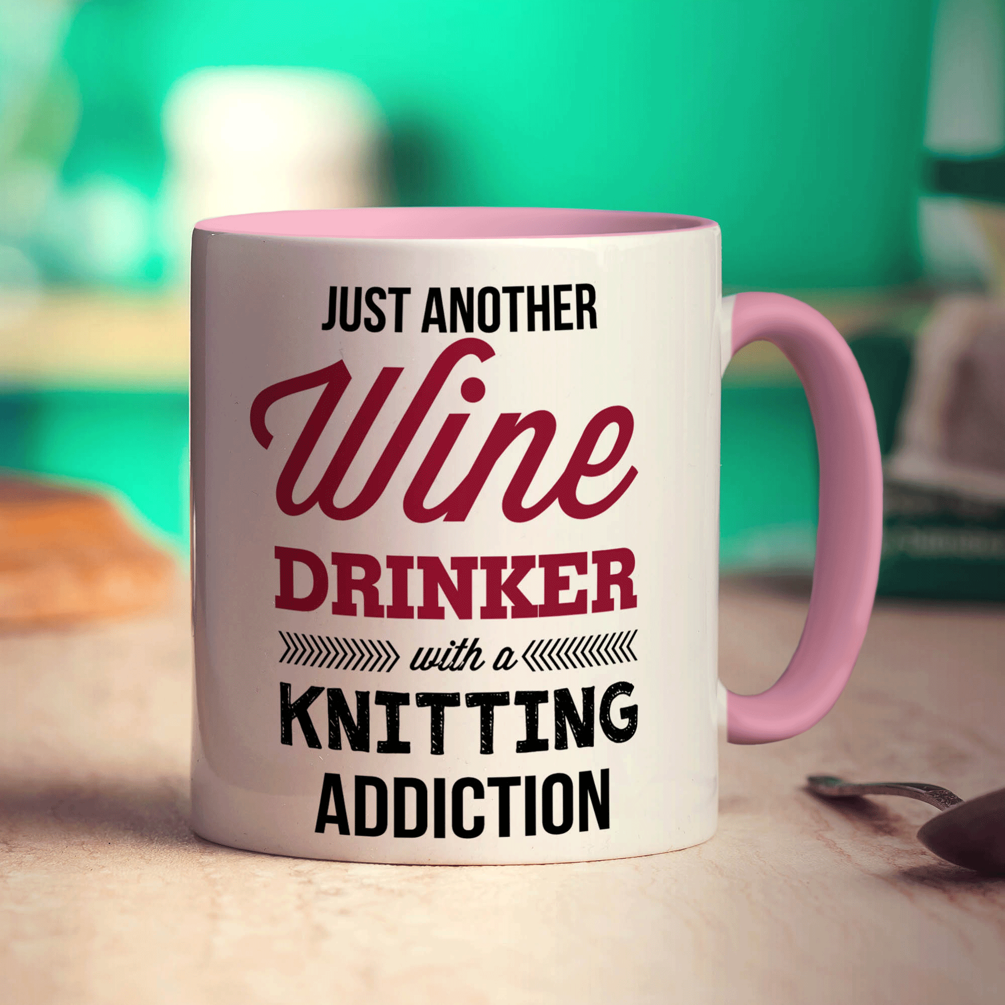 Just Another Wine Drinker with a Knitting Addiction Mug - Standard 330ml (11oz) / Pink