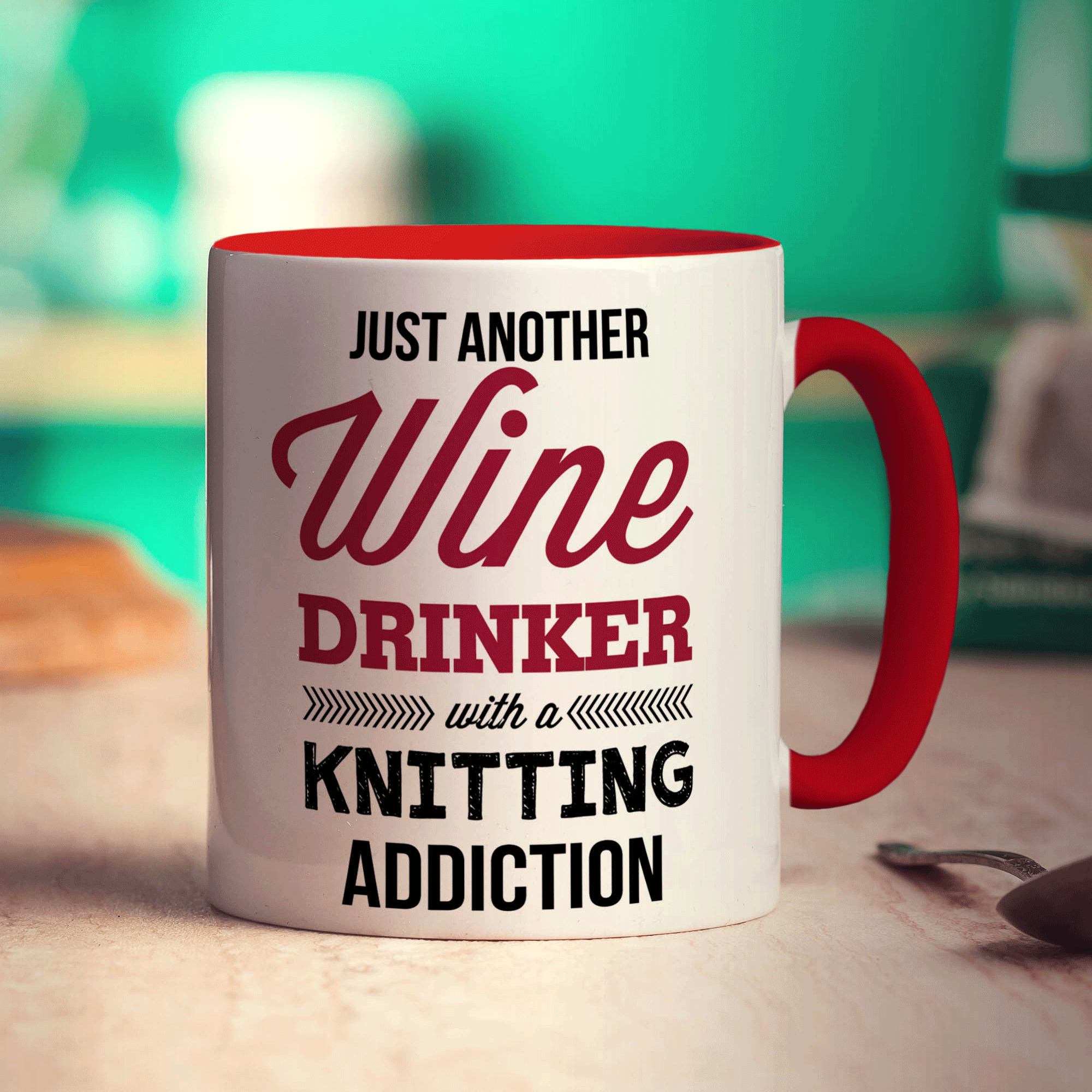 Just Another Wine Drinker with a Knitting Addiction Mug - Standard 330ml (11oz) / Red