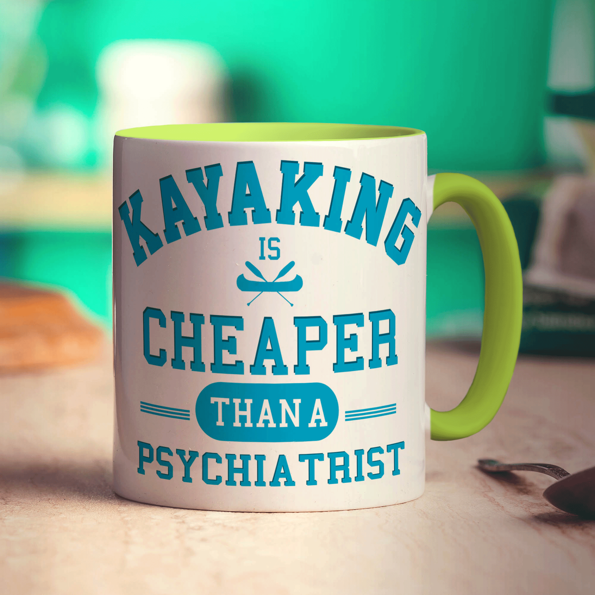 Kayaking is Cheaper Than a Psychiatrist Mug - Standard 330ml (11oz) / Green