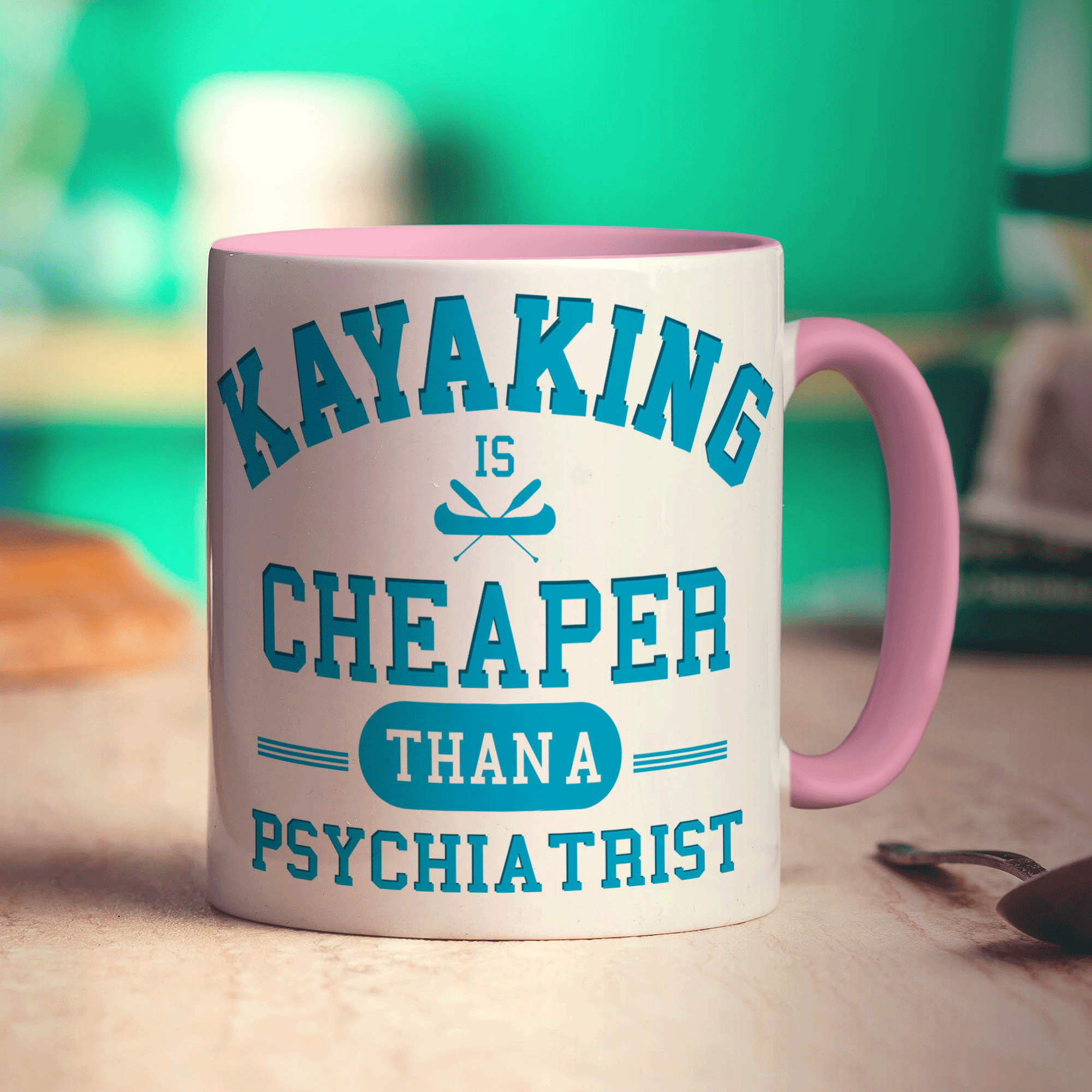Kayaking is Cheaper Than a Psychiatrist Mug - Standard 330ml (11oz) / Pink