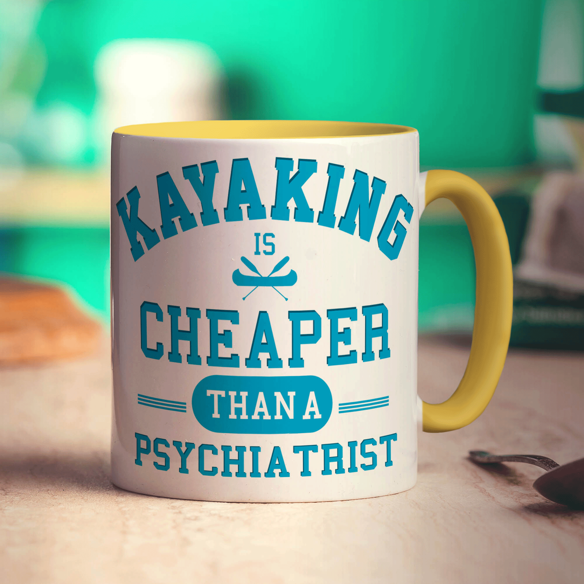 Kayaking is Cheaper Than a Psychiatrist Mug - Standard 330ml (11oz) / Yellow