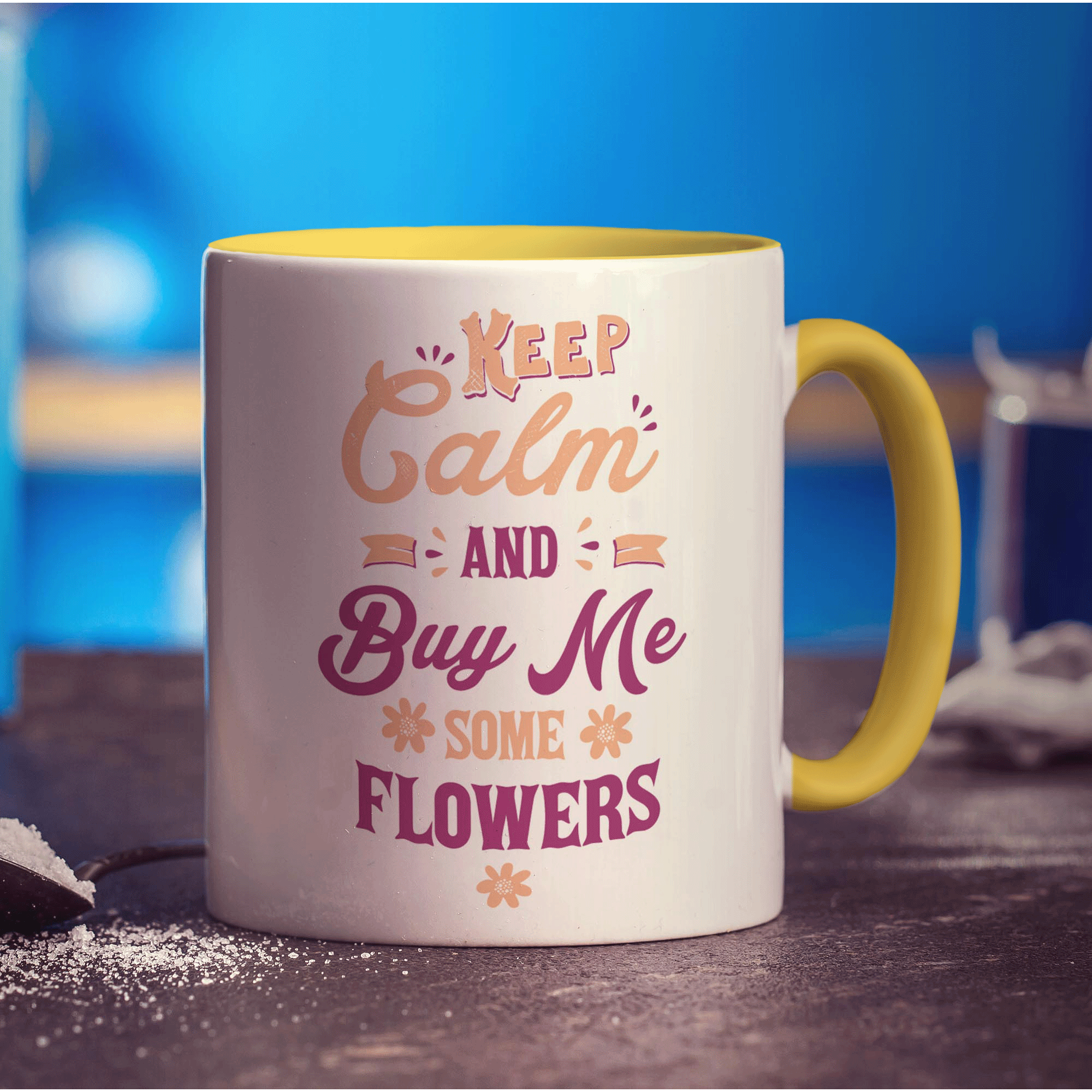Keep Calm and Buy Me Some Flowers Mug - Standard 330ml (11oz) / Yellow