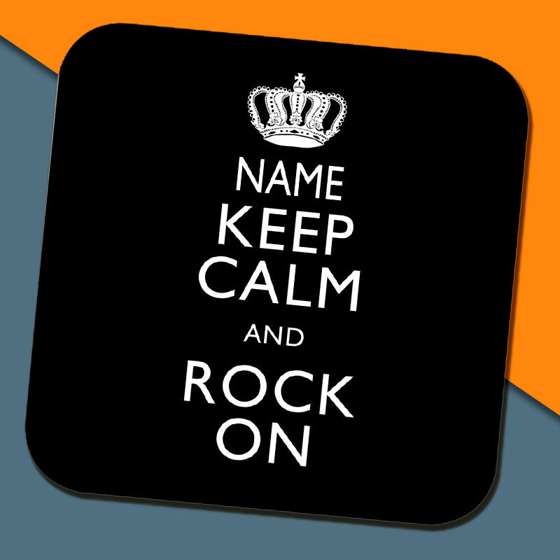 Keep Calm and Rock On Personalised Coaster