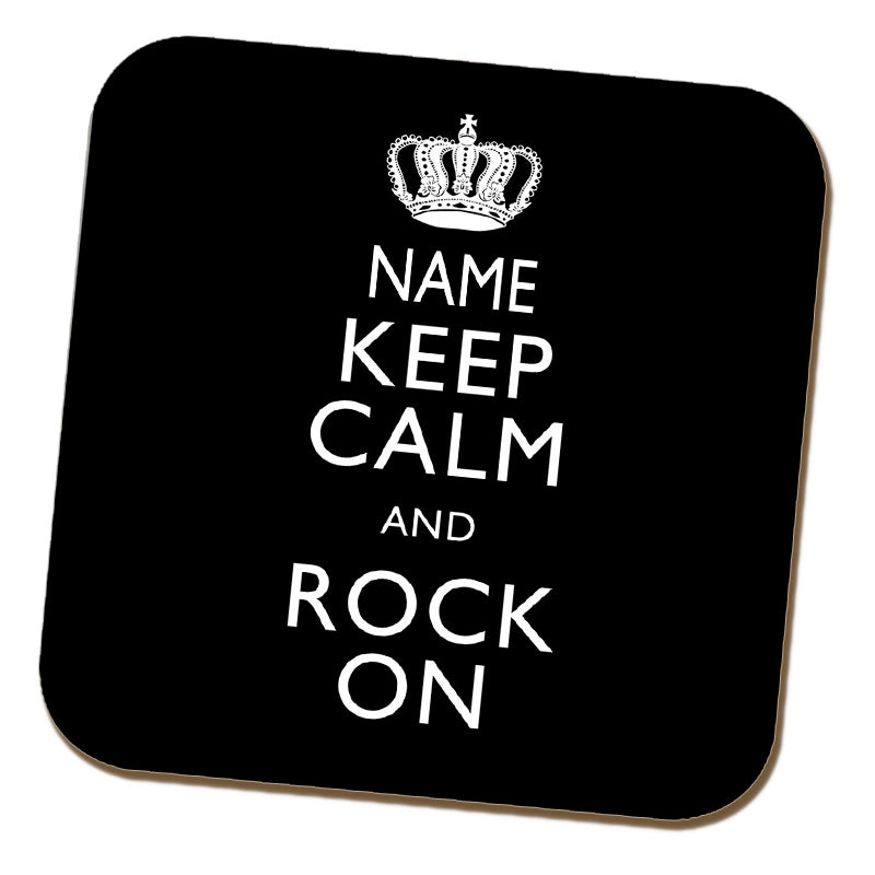 Keep Calm and Rock On Personalised Coaster