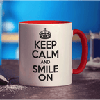 Keep Calm and Smile On Mug - Standard 330ml (11oz) / Red