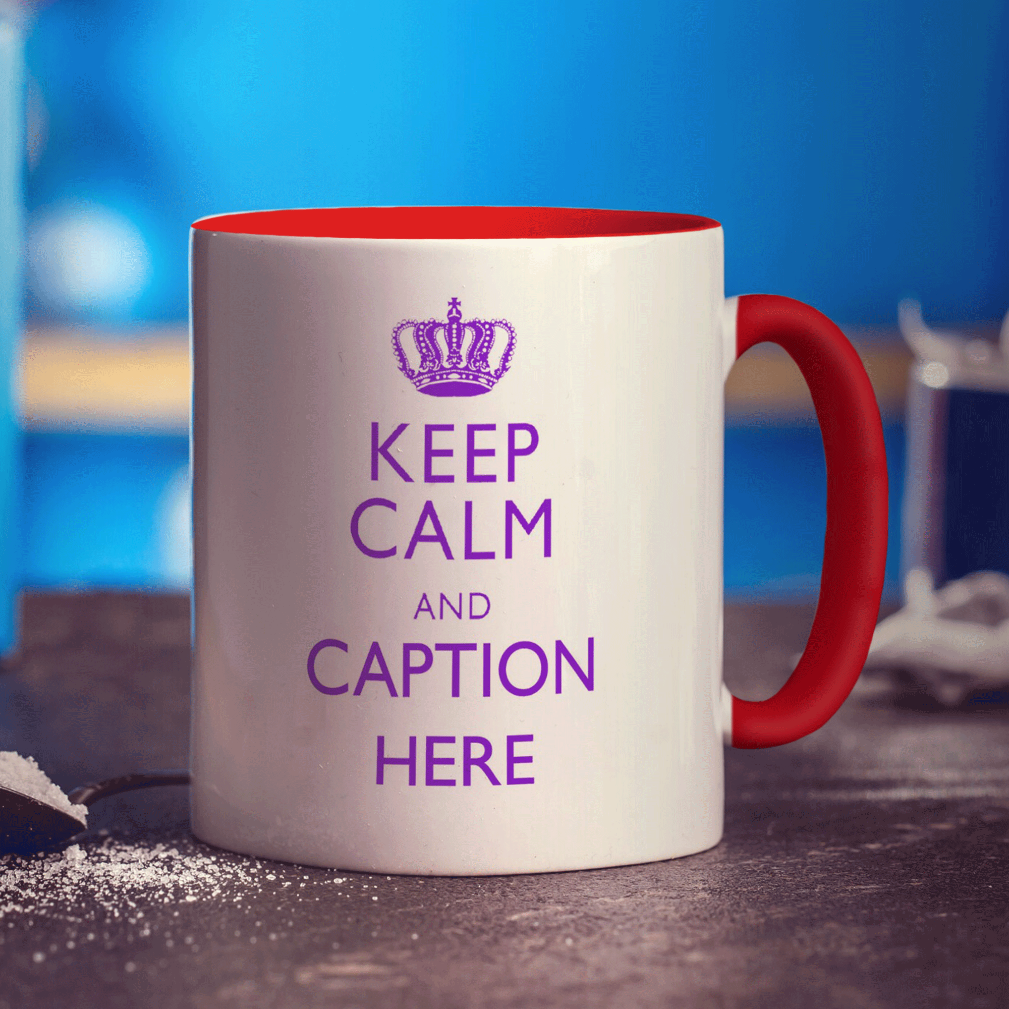 Keep Calm and "Any Caption" Mug - Purple