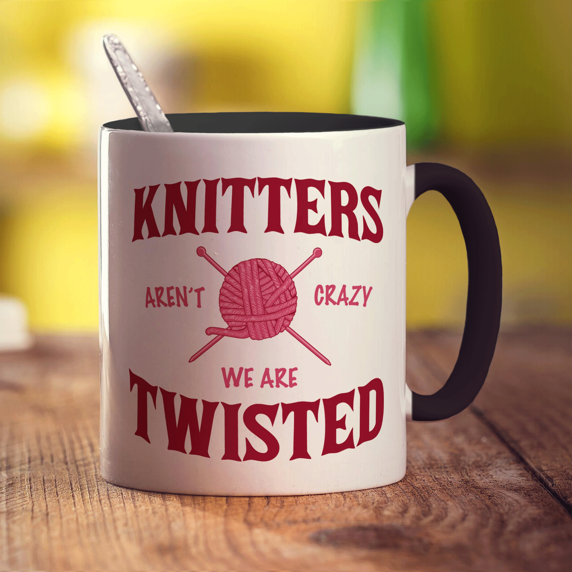 Knitter's Aren't Crazy, We're Twisted Mug - Standard 330ml (11oz) / Black