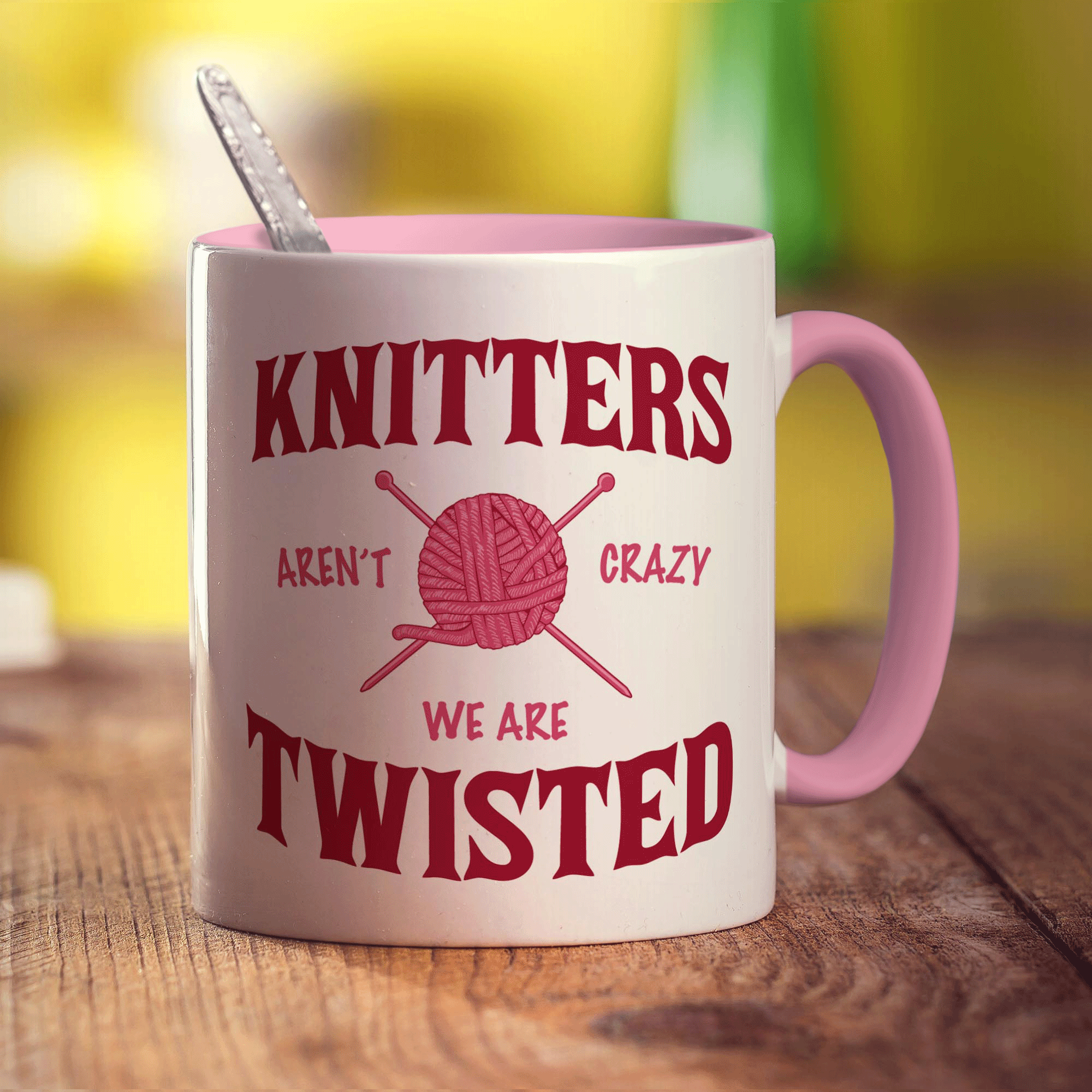 Knitter's Aren't Crazy, We're Twisted Mug - Standard 330ml (11oz) / Pink