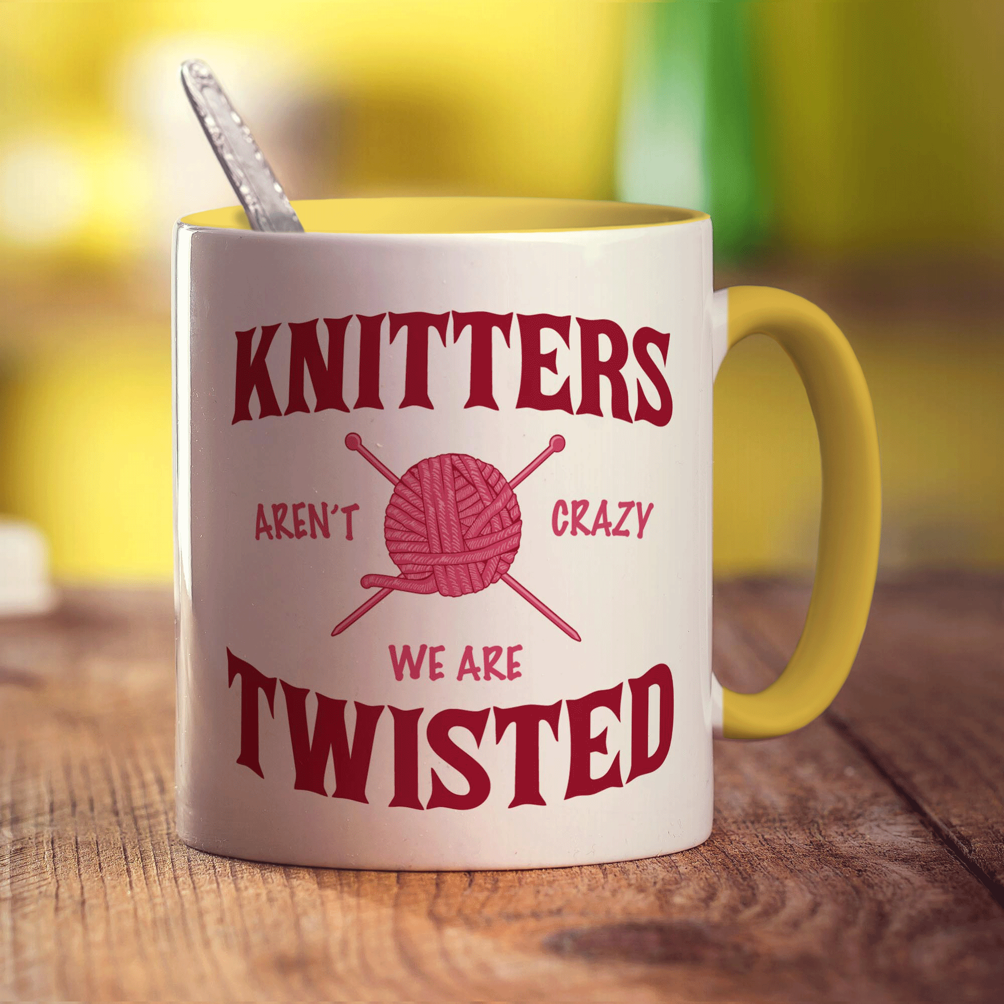 Knitter's Aren't Crazy, We're Twisted Mug - Standard 330ml (11oz) / Yellow
