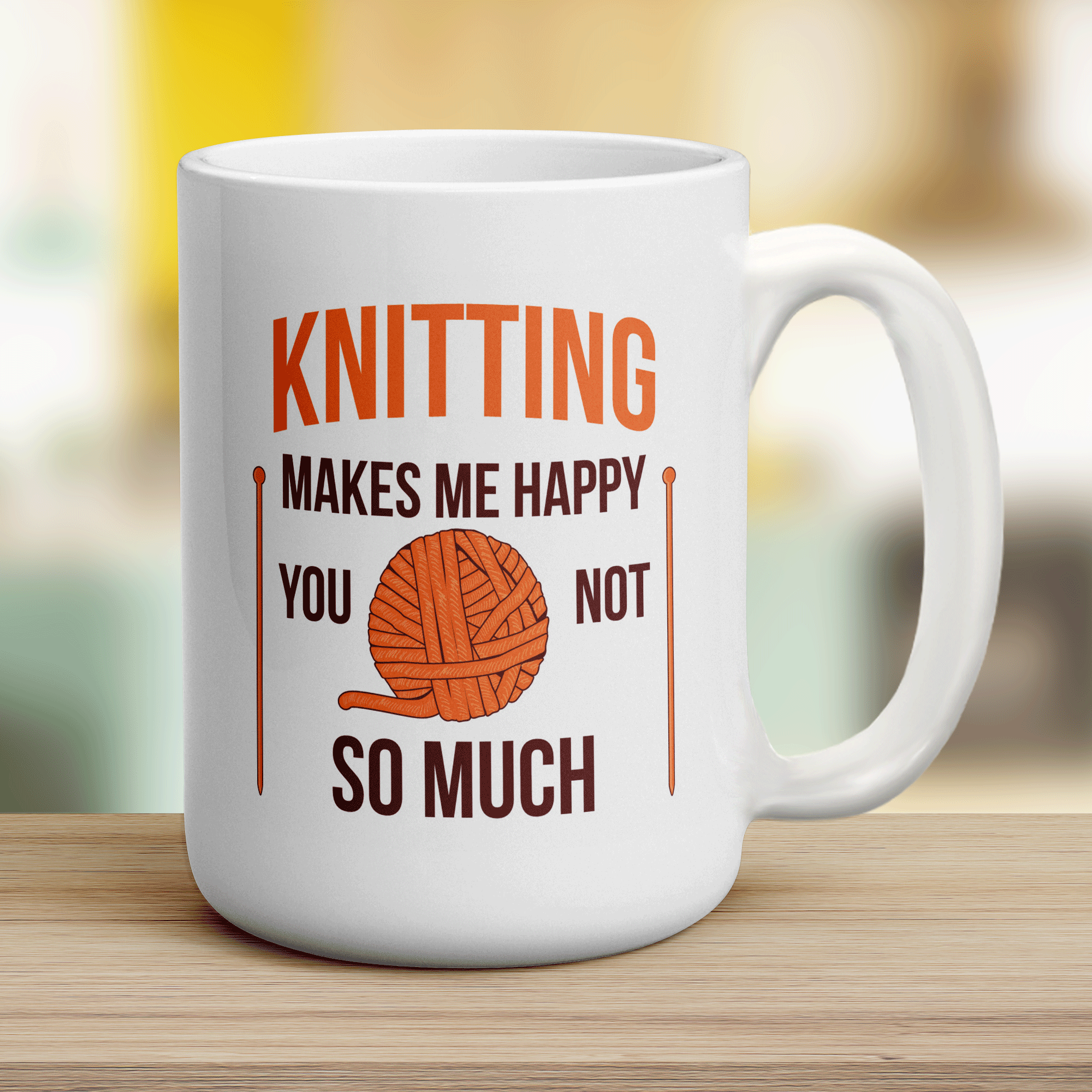 Knitting Makes Me Happy You, Not So Much Mug - Jumbo 440ml (15oz) / White