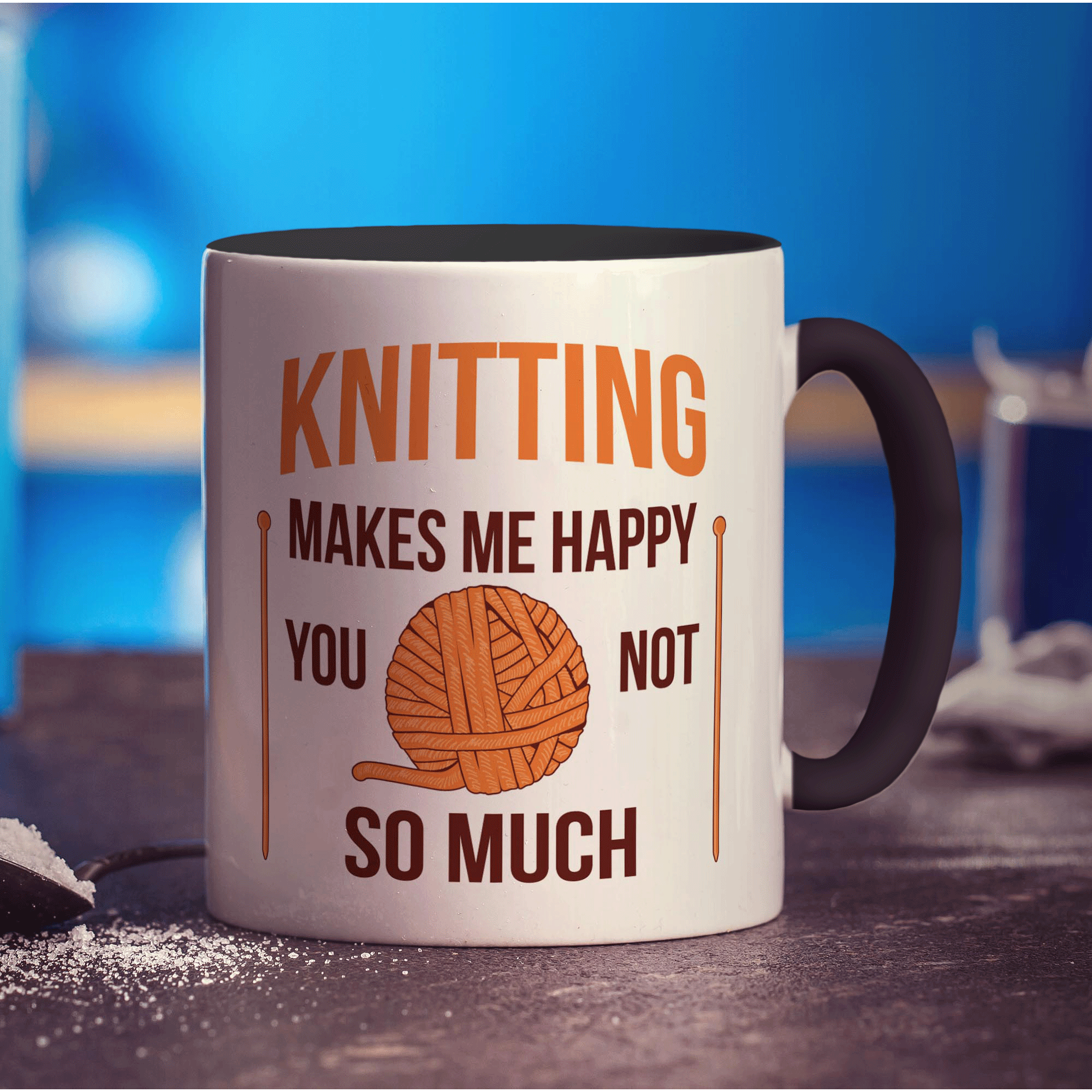 Knitting Makes Me Happy You, Not So Much Mug - Standard 330ml (11oz) / Black