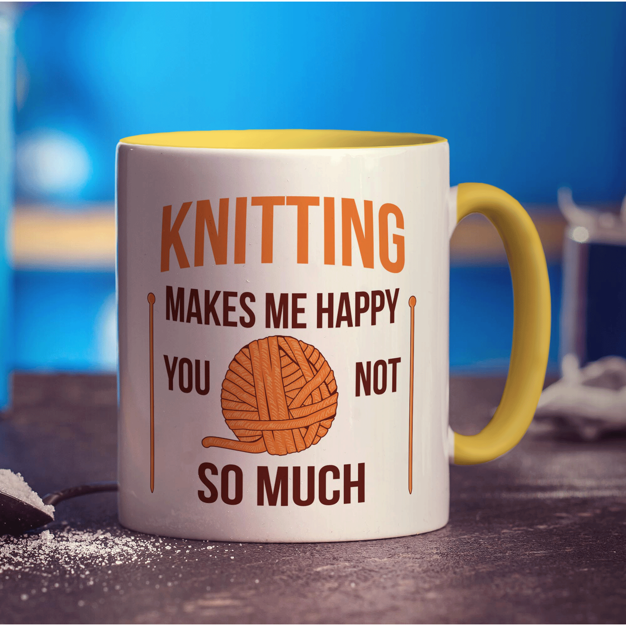 Knitting Makes Me Happy You, Not So Much Mug - Standard 330ml (11oz) / Yellow