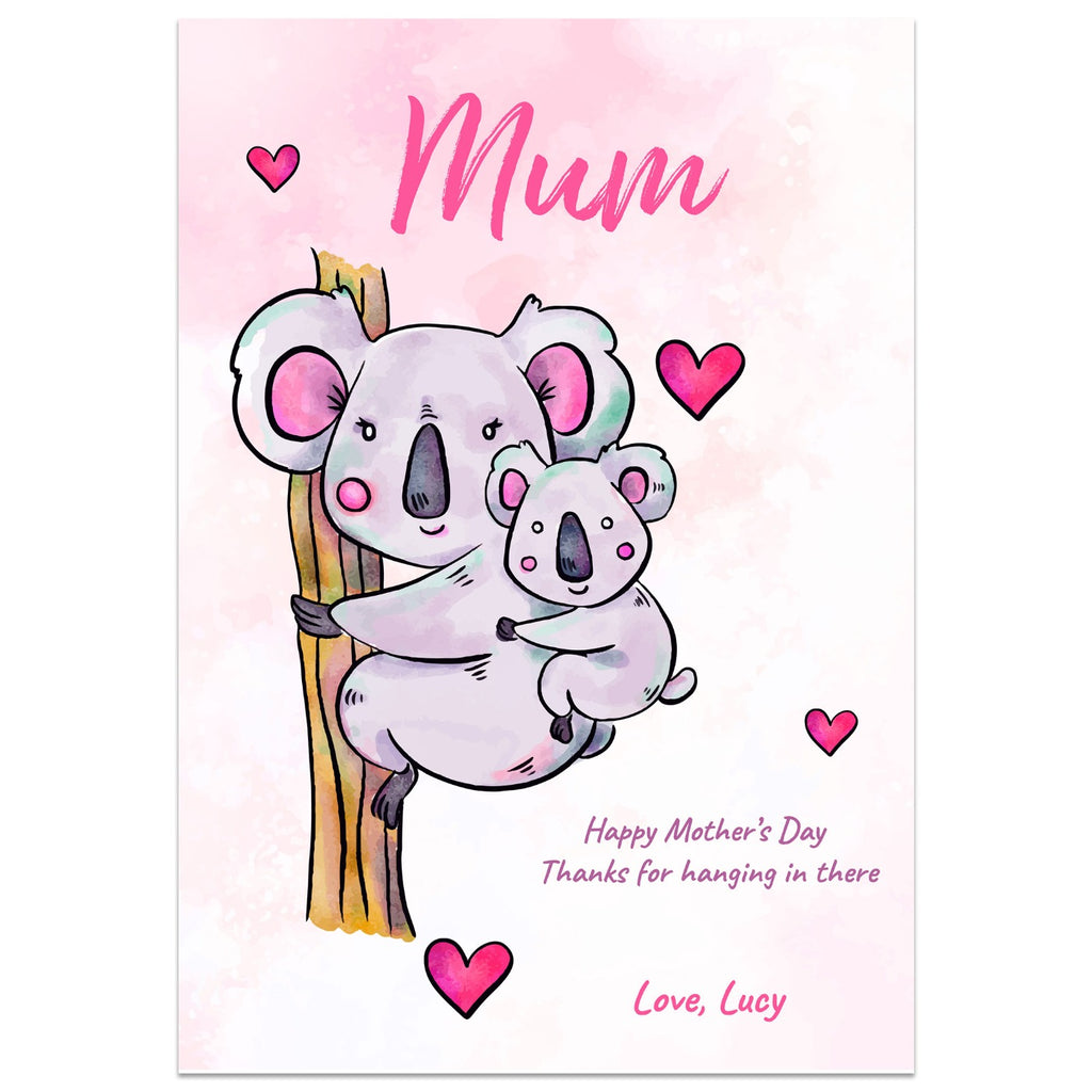 Personalised Koala Mother's Day Card Standing Up