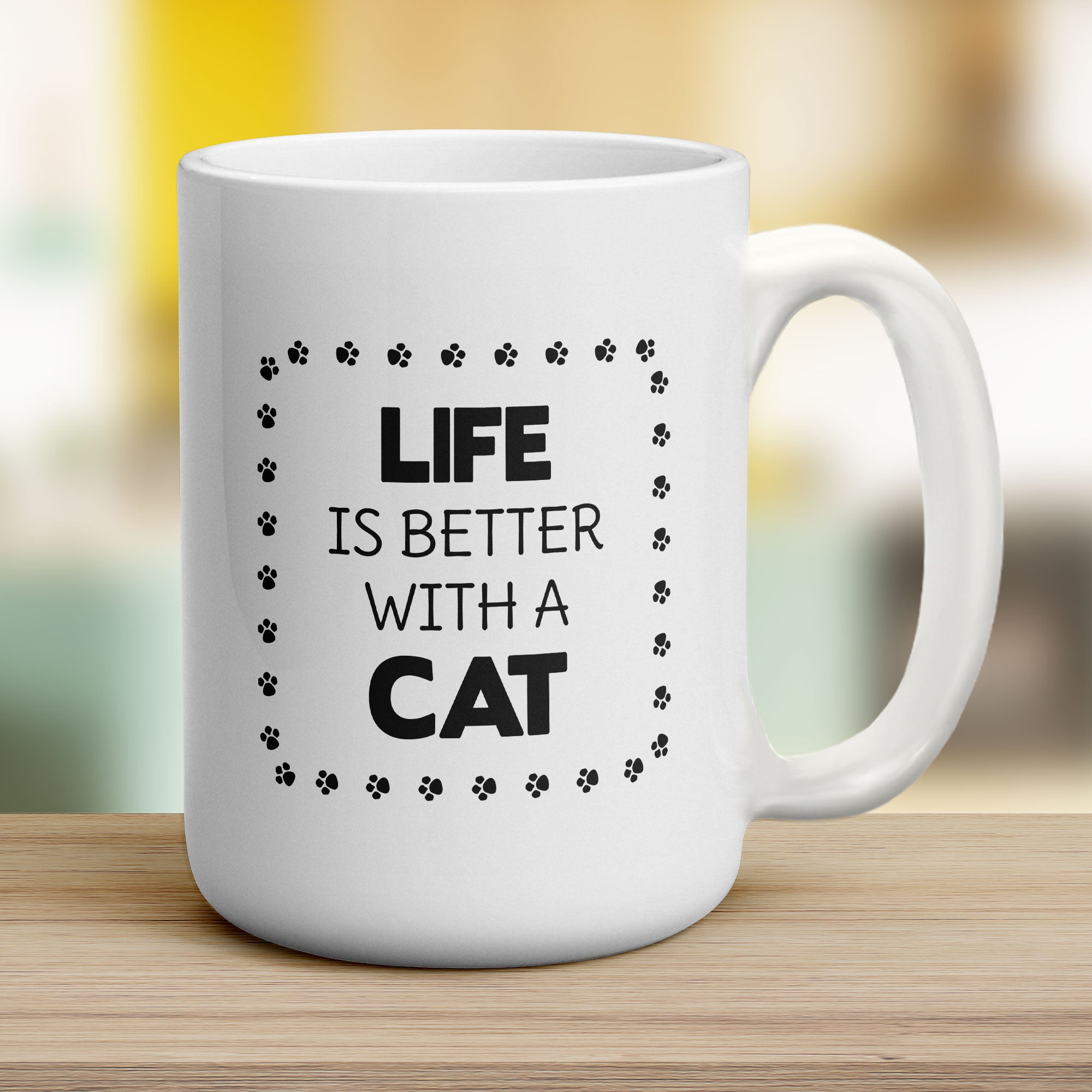 Life is Better with a Cat Personalised Mug - Jumbo 440ml (15oz) / White