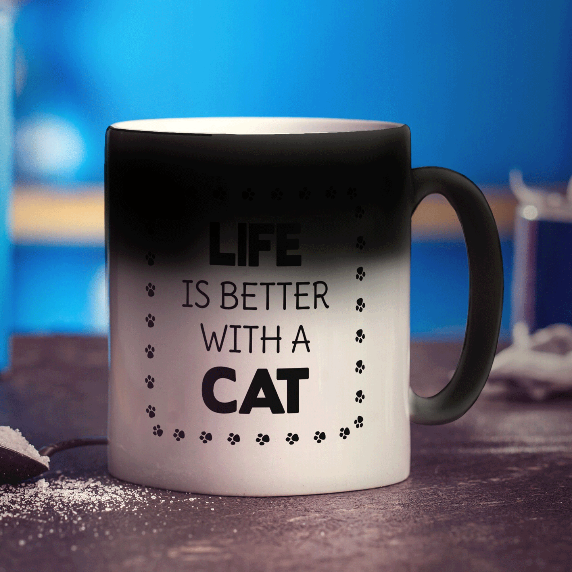 Life is Better with a Cat Personalised Mug - Standard 330ml (11oz) / Magic Mug