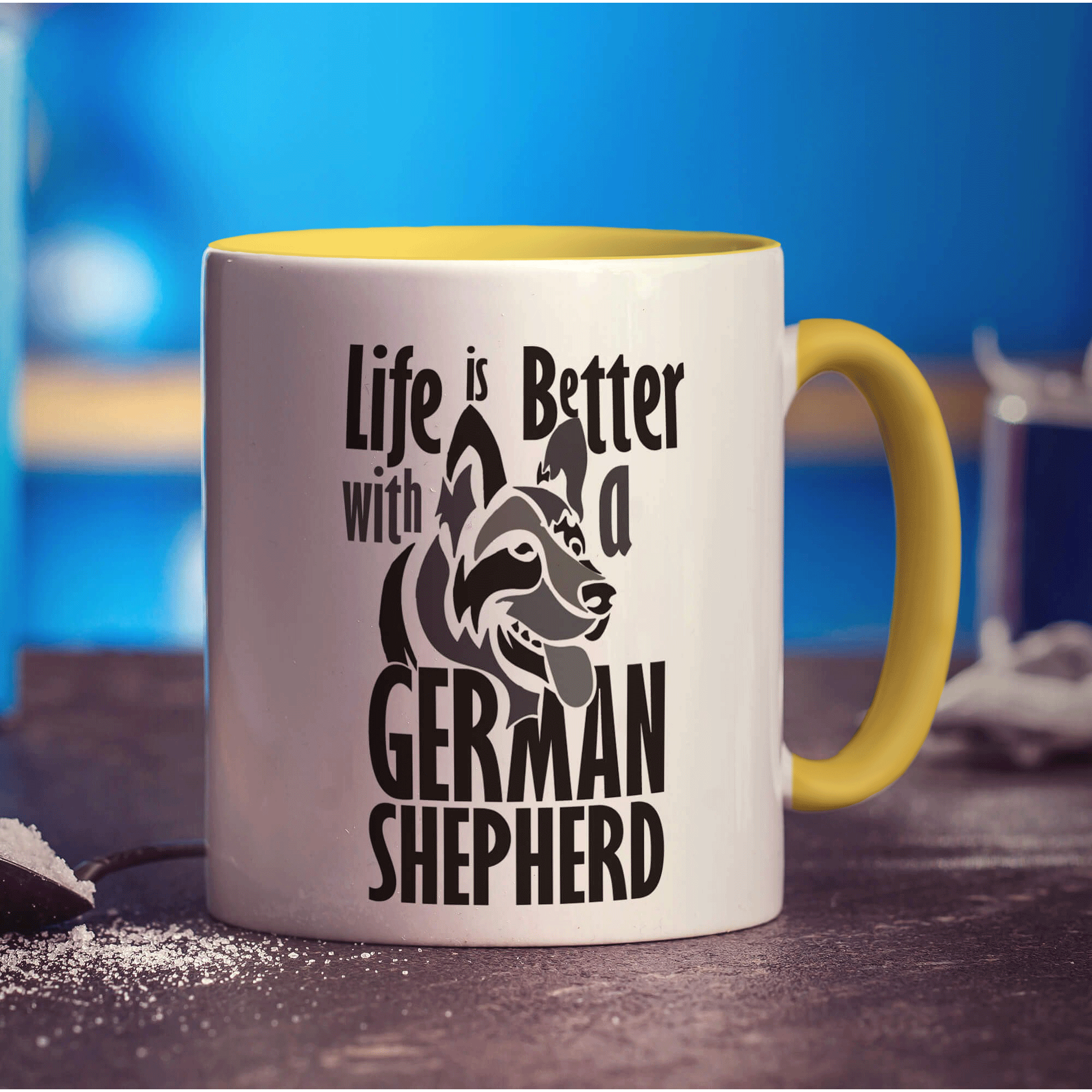 Life Is Better With A German Shepherd Mug - Standard 330ml (11oz) / Yellow