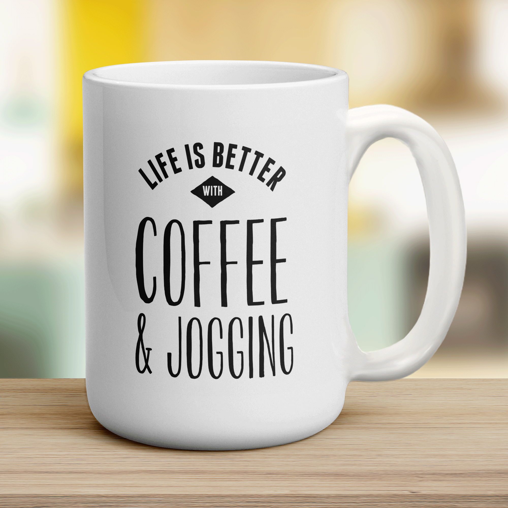 Life is Better with Coffee & Jogging Mug - Jumbo 440ml (15oz) / White