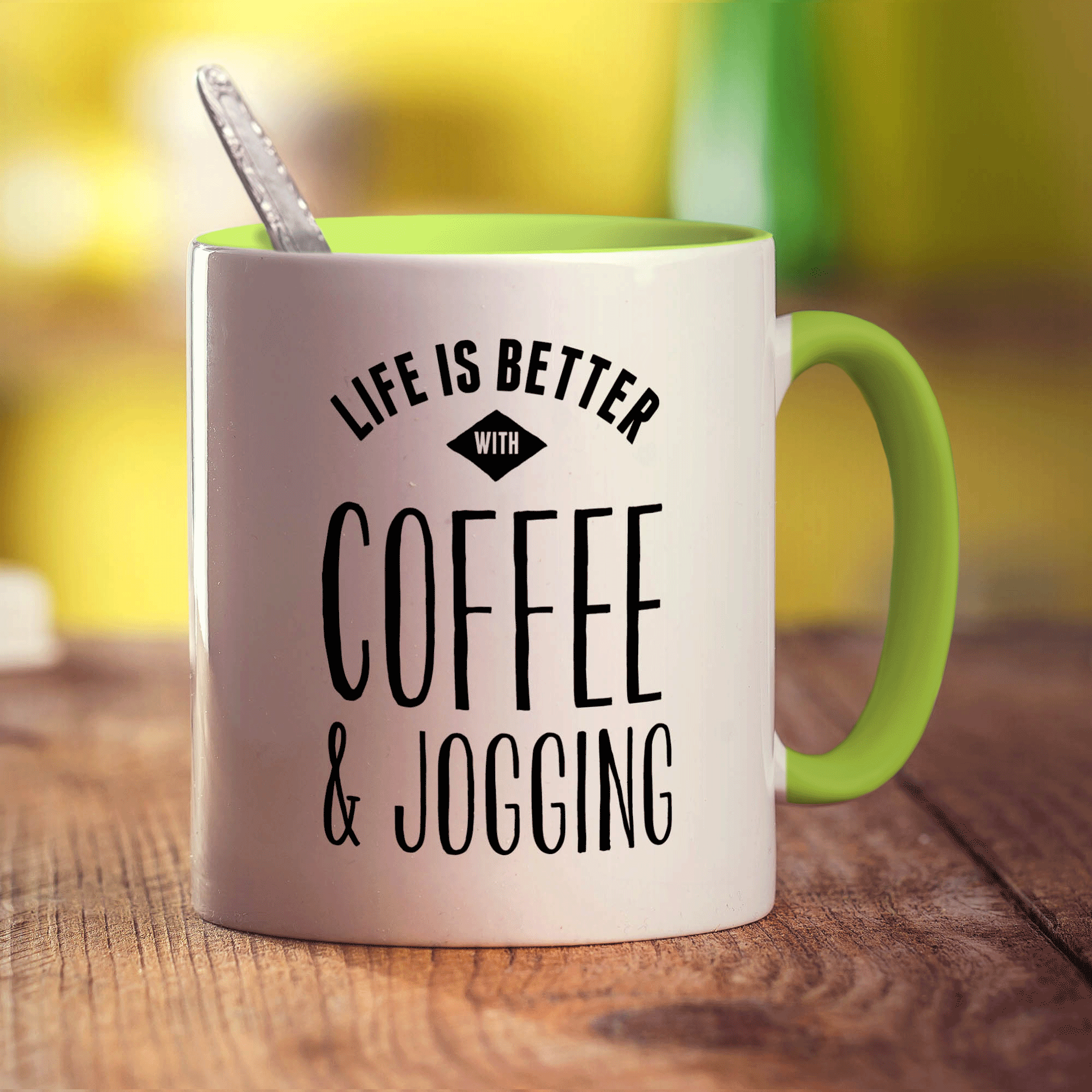 Life is Better with Coffee & Jogging Mug - Standard 330ml (11oz) / Green