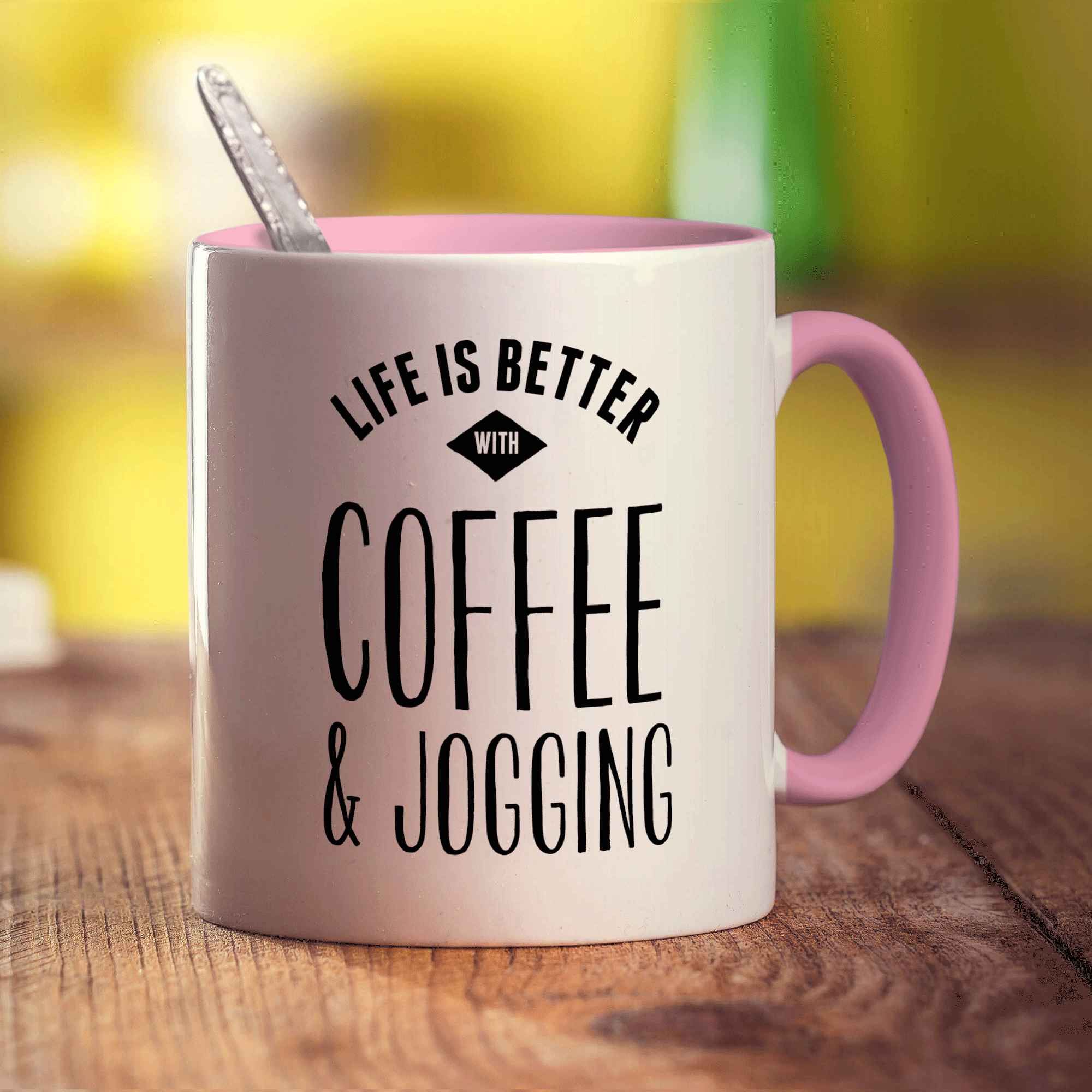 Life is Better with Coffee & Jogging Mug - Standard 330ml (11oz) / Pink