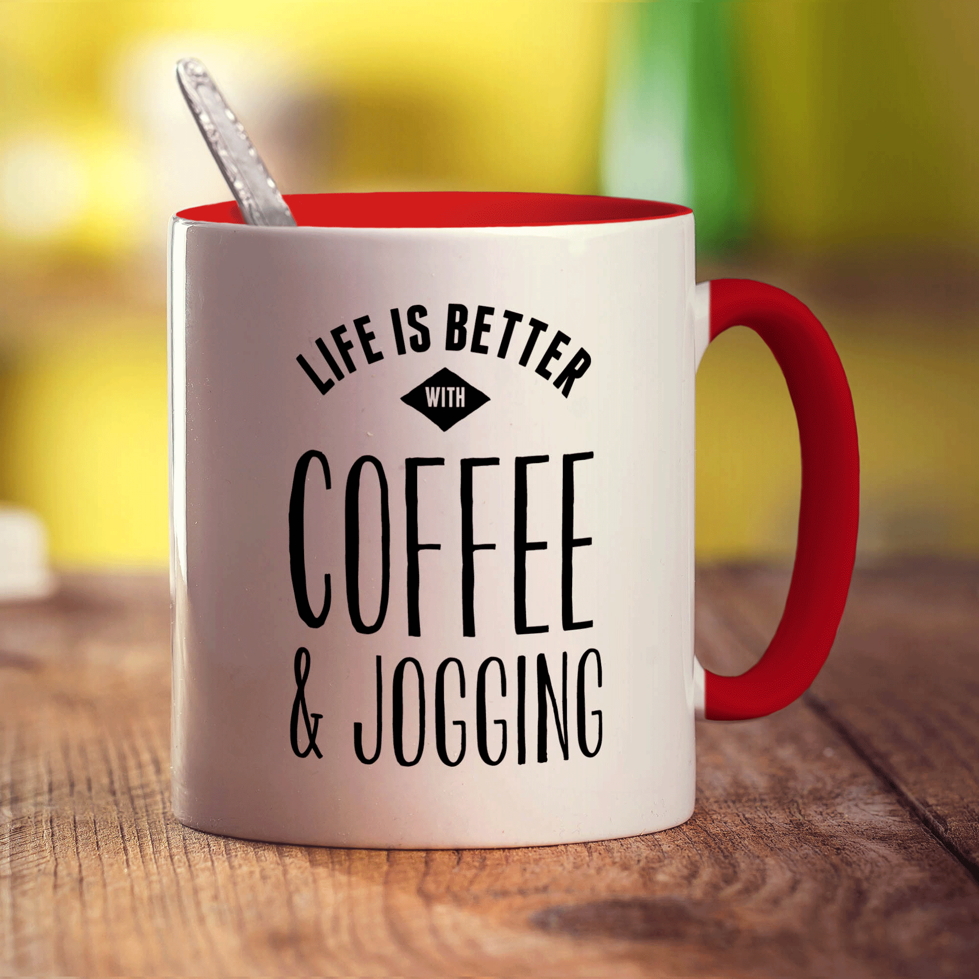 Life is Better with Coffee & Jogging Mug - Standard 330ml (11oz) / Red