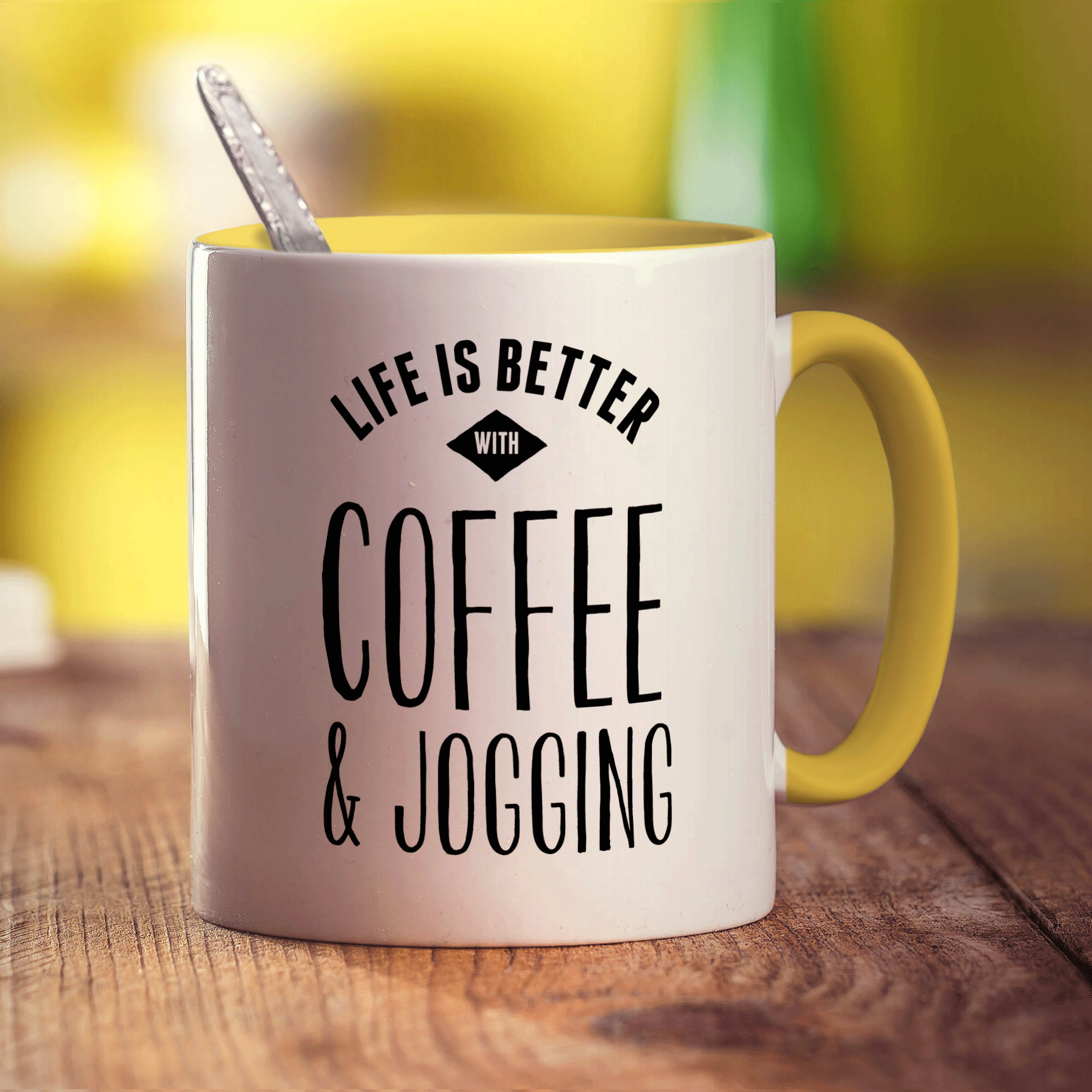 Life is Better with Coffee & Jogging Mug - Standard 330ml (11oz) / Yellow