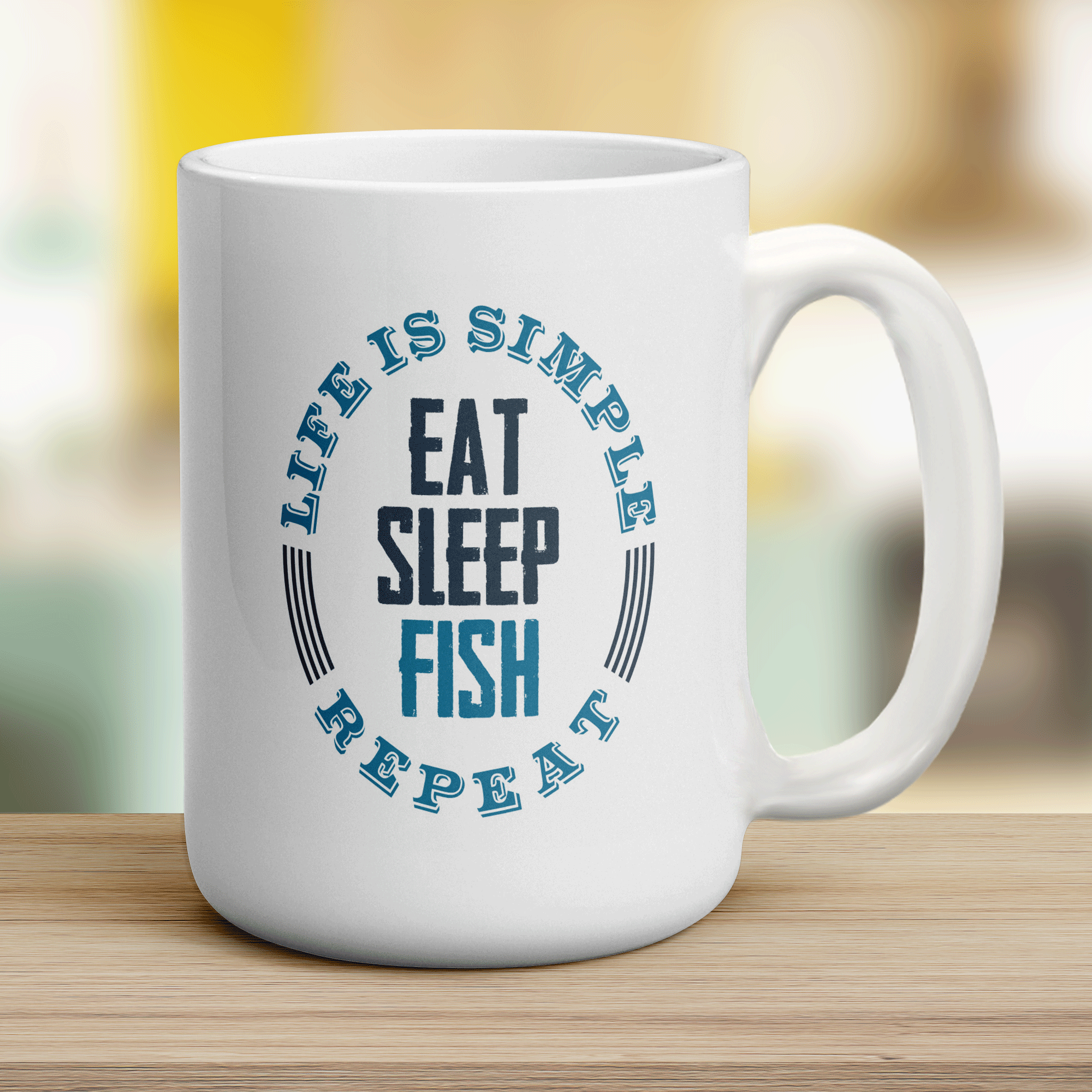 Life is Simple, Eat, Sleep, Fish, Repeat Mug - Jumbo 440ml (15oz) / White