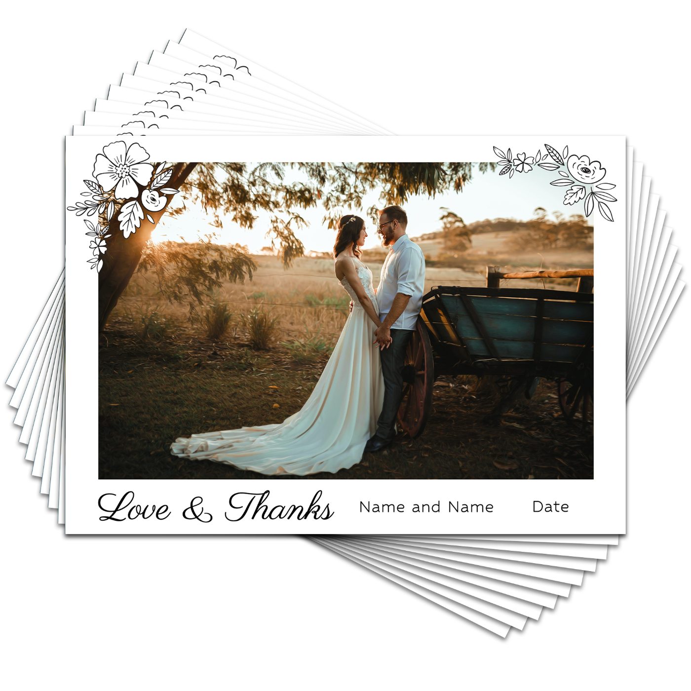 Love & Thanks Wedding Thank You Card - Pack of 10