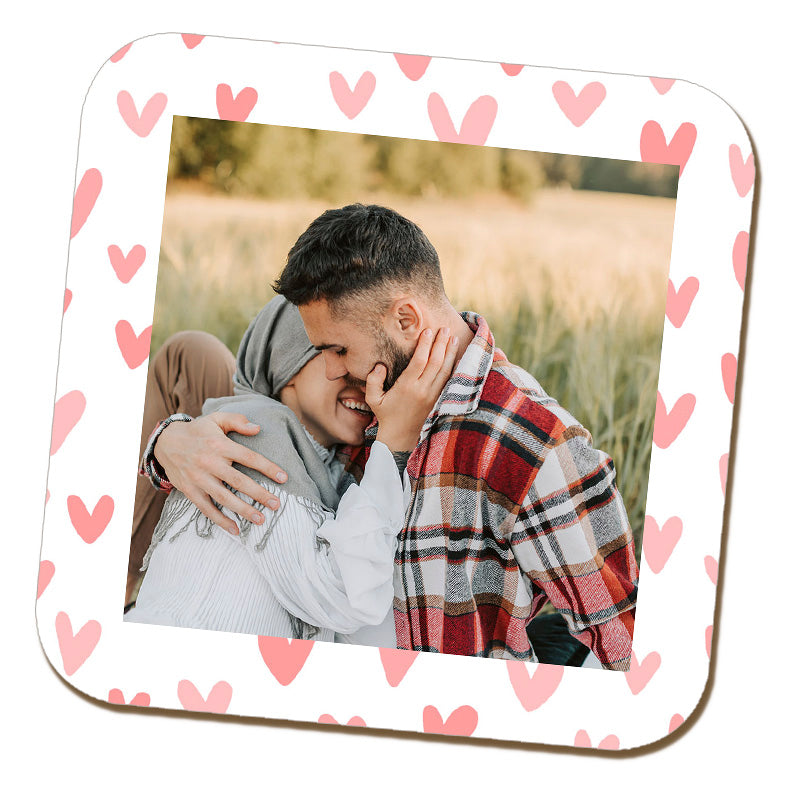 Pink Hearts Photo Coaster