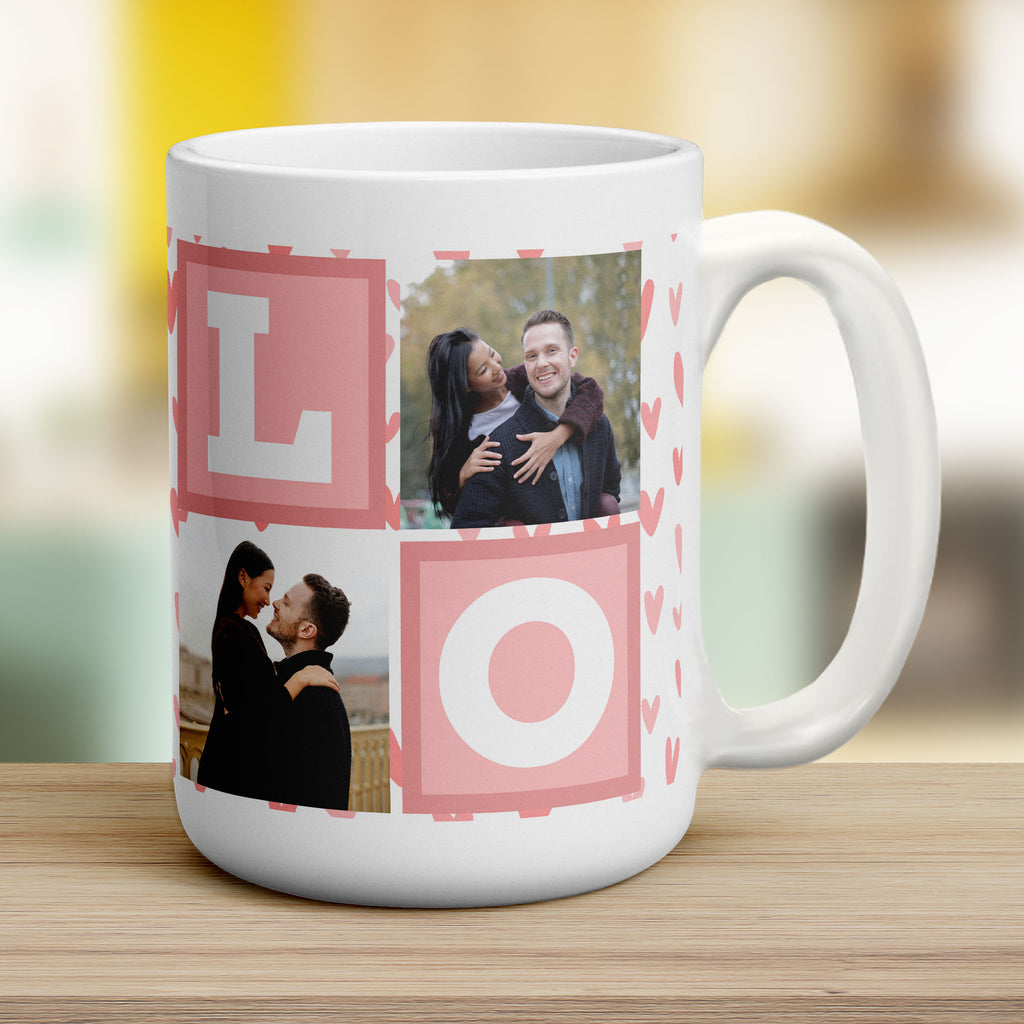 Love Letter Blocks Photo Mug - Jumbo 440ml (15oz) / White