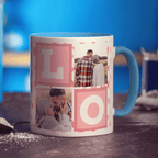 Love Letter Blocks Photo Mug - Standard 330ml (11oz) / Blue