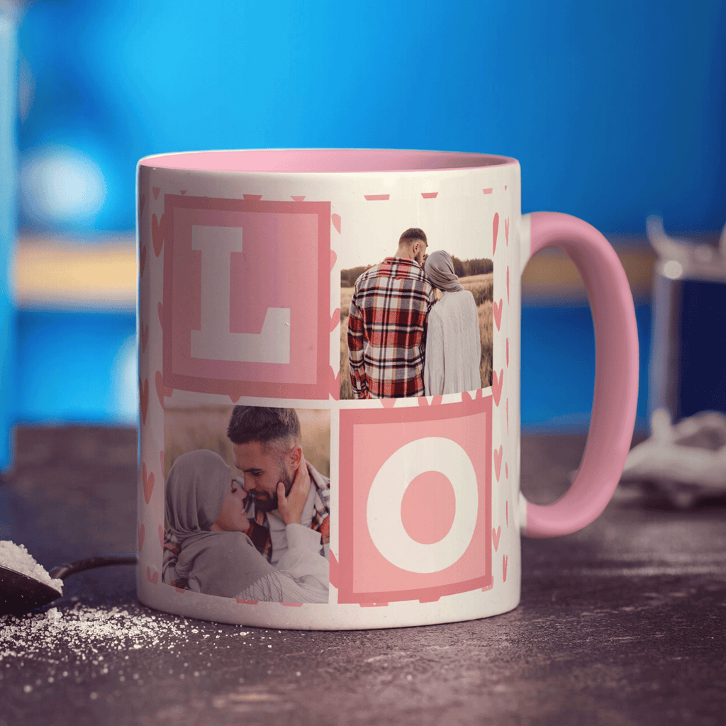 Love Letter Blocks Photo Mug - Standard 330ml (11oz) / Pink