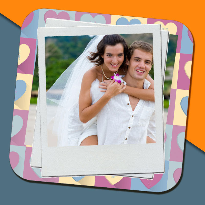 Love Pattern Polaroid Photo Coaster