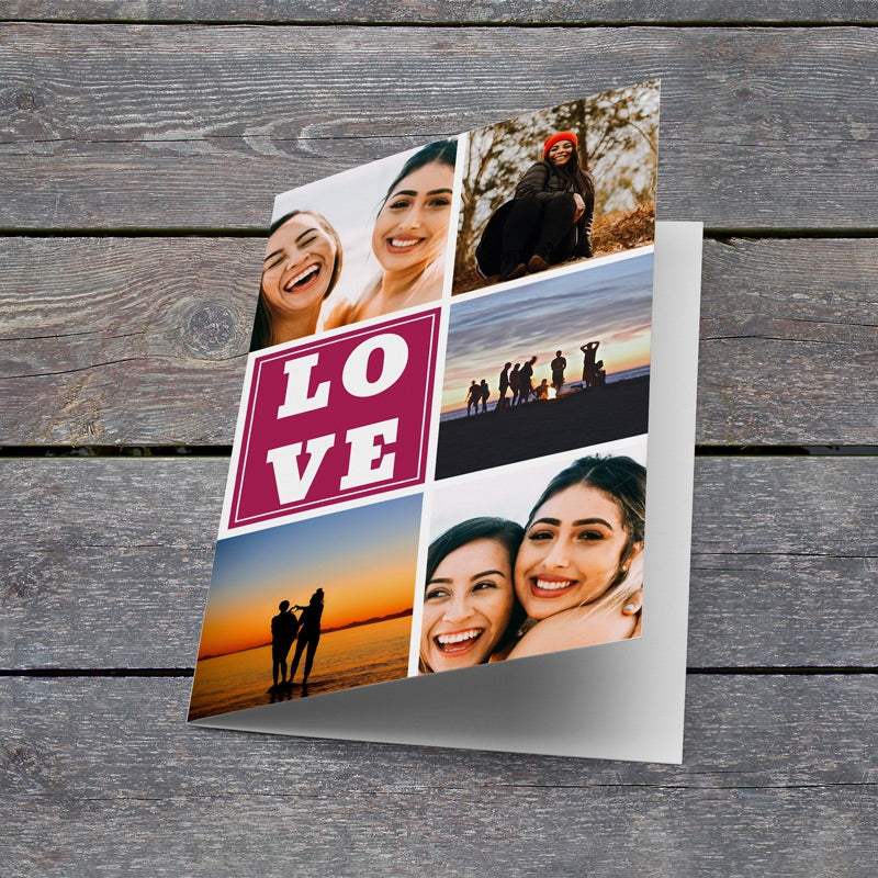 Personalised Love Photo Grid Card Lying Down