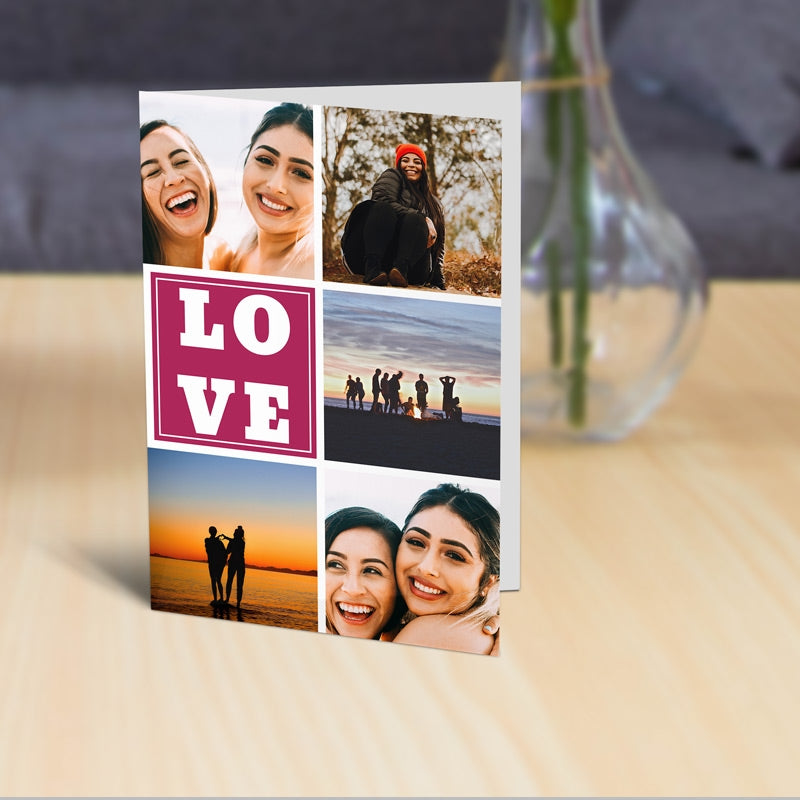 Personalised Love Photo Grid Card Held