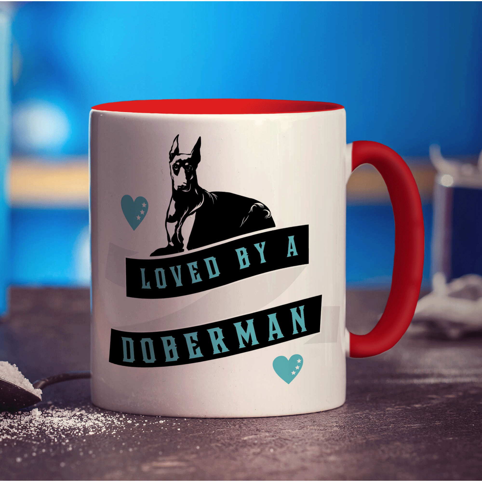 Loved By A Doberman Mug