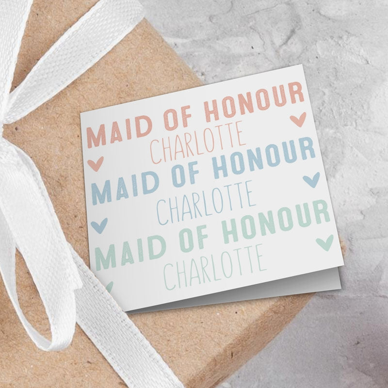 Maid of Honour Heart Name Gift Tags Addon